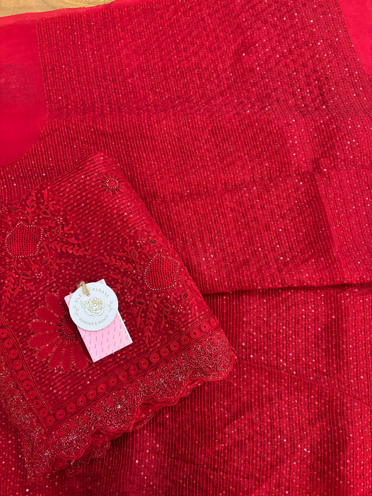 Red Pure & Premium Organza Chikankari Kurta & Dupatta