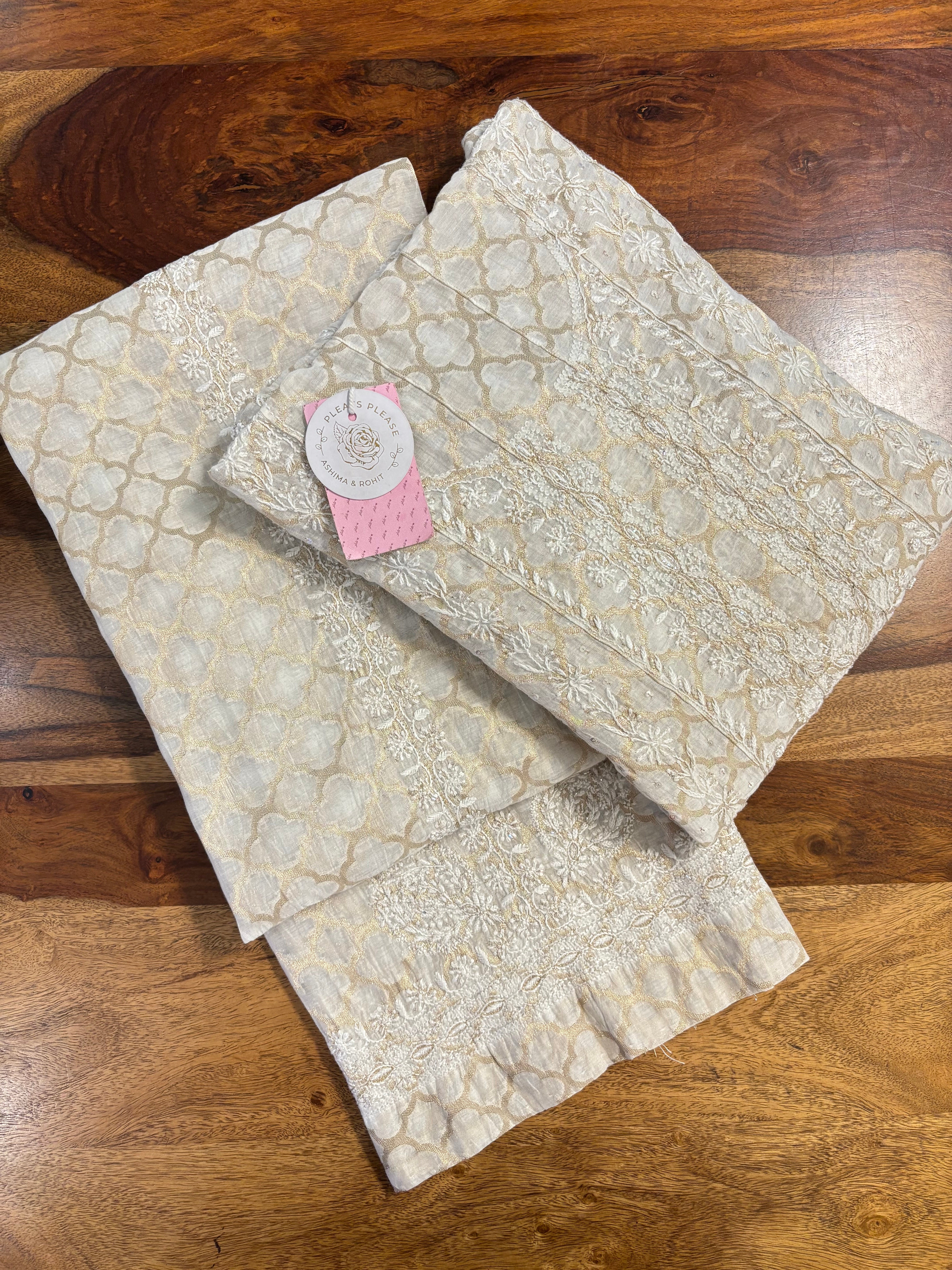 Dyeable Pure Chanderi Chikankari Co-Ord Set