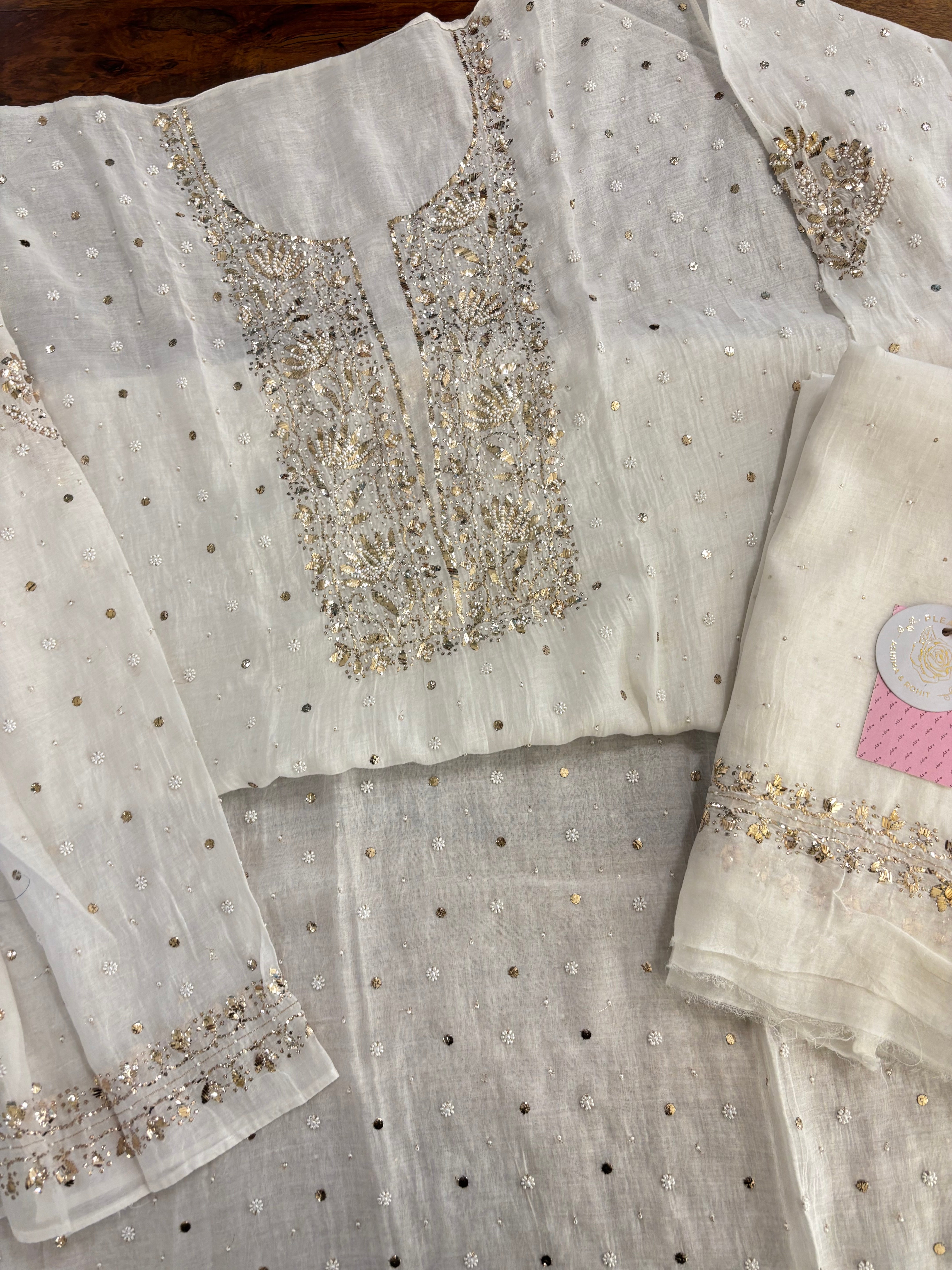 Dyeable Chanderi Mul Mukaish Kurta & Dupatta