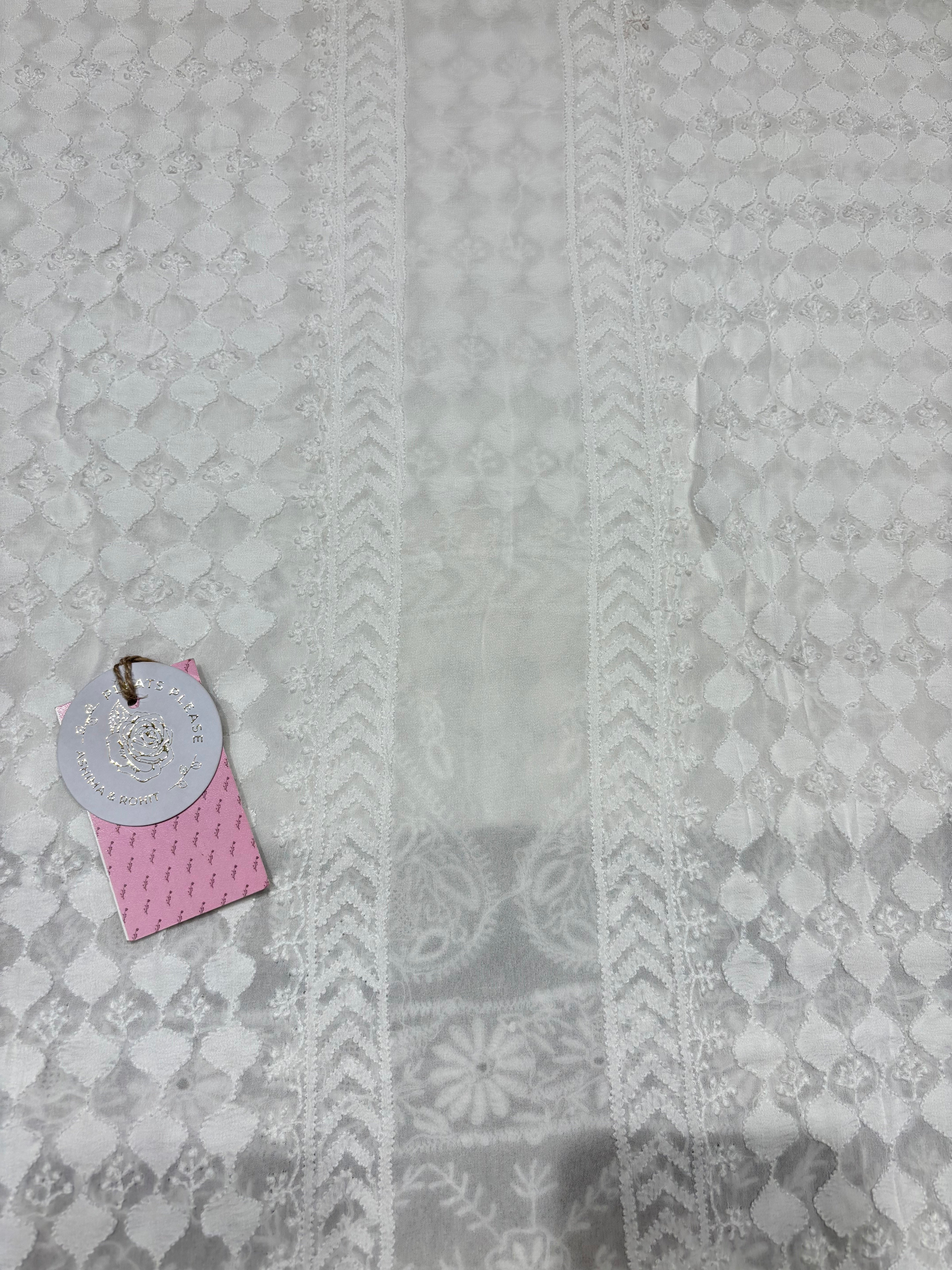 Dyeable Pure & Premium Georgette Chikankari Men’s Sherwani Fabric