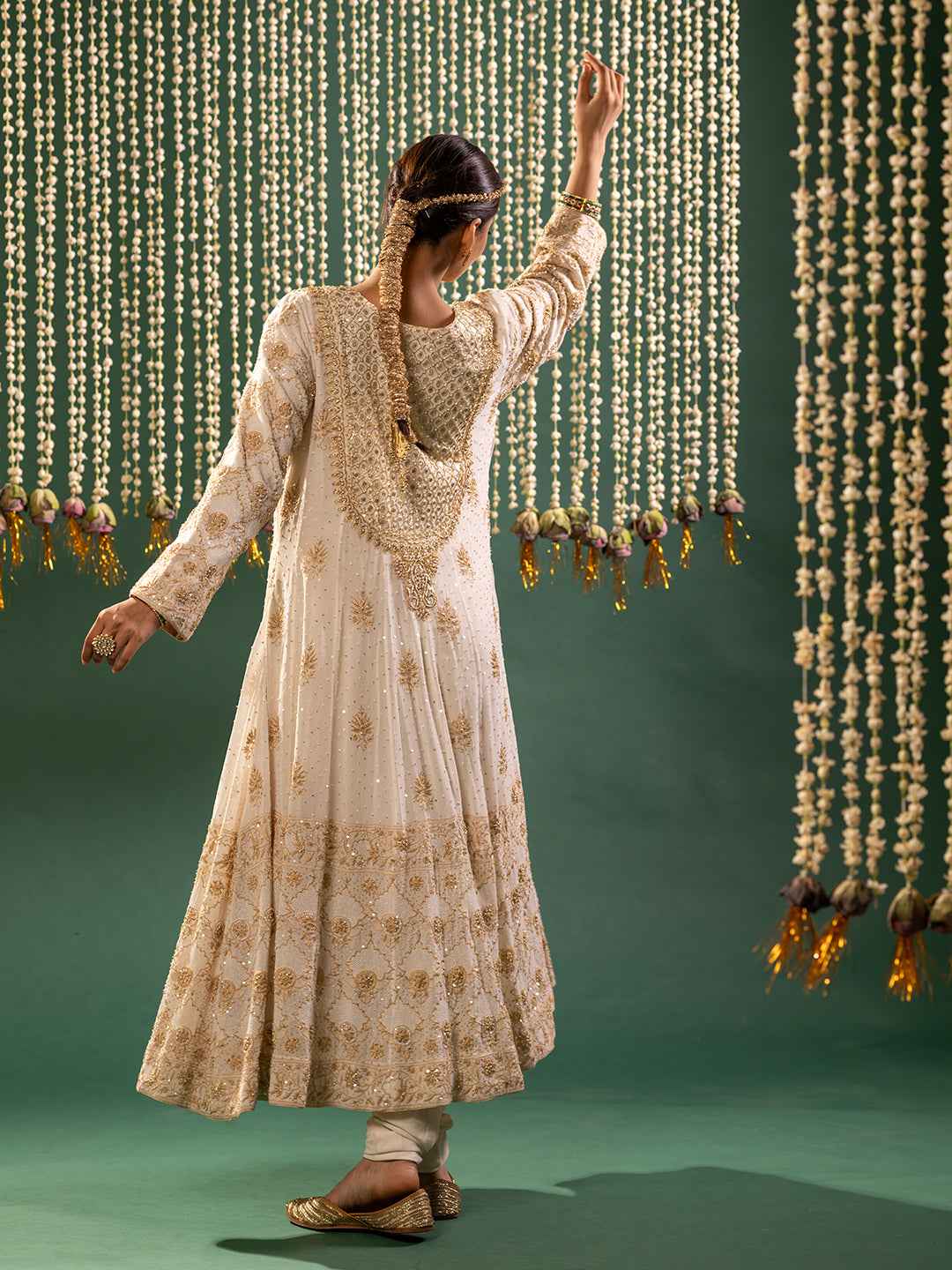 Ivory Pure Georgette Chikankari Anarkali and Dupatta