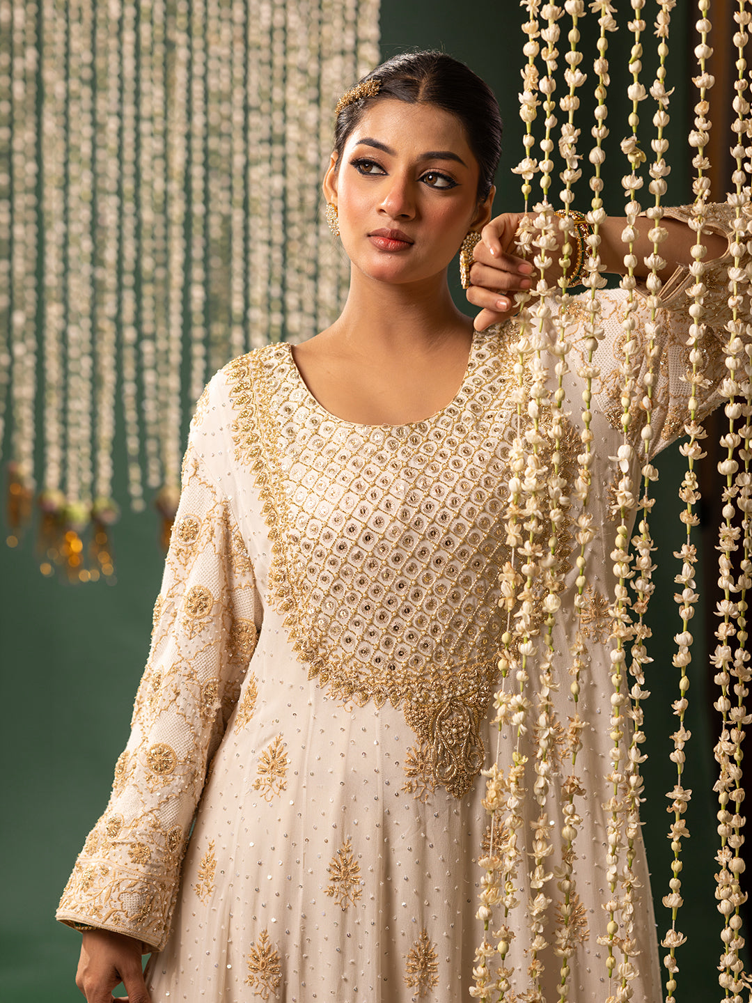 Ivory Pure Georgette Chikankari Anarkali and Dupatta