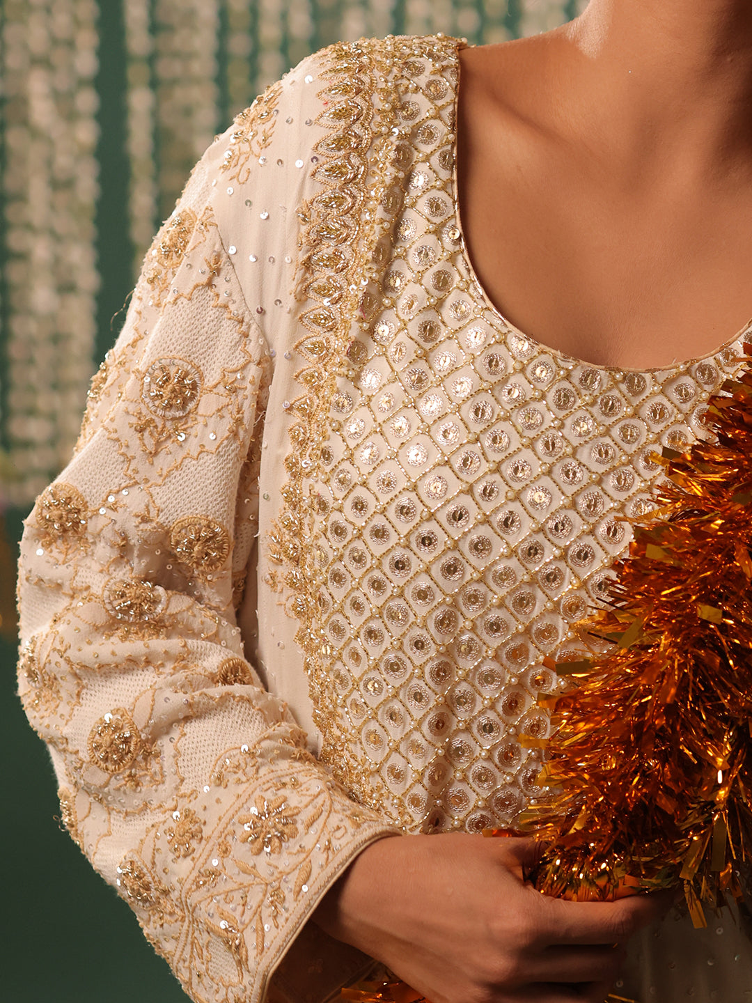 Ivory Pure Georgette Chikankari Anarkali and Dupatta