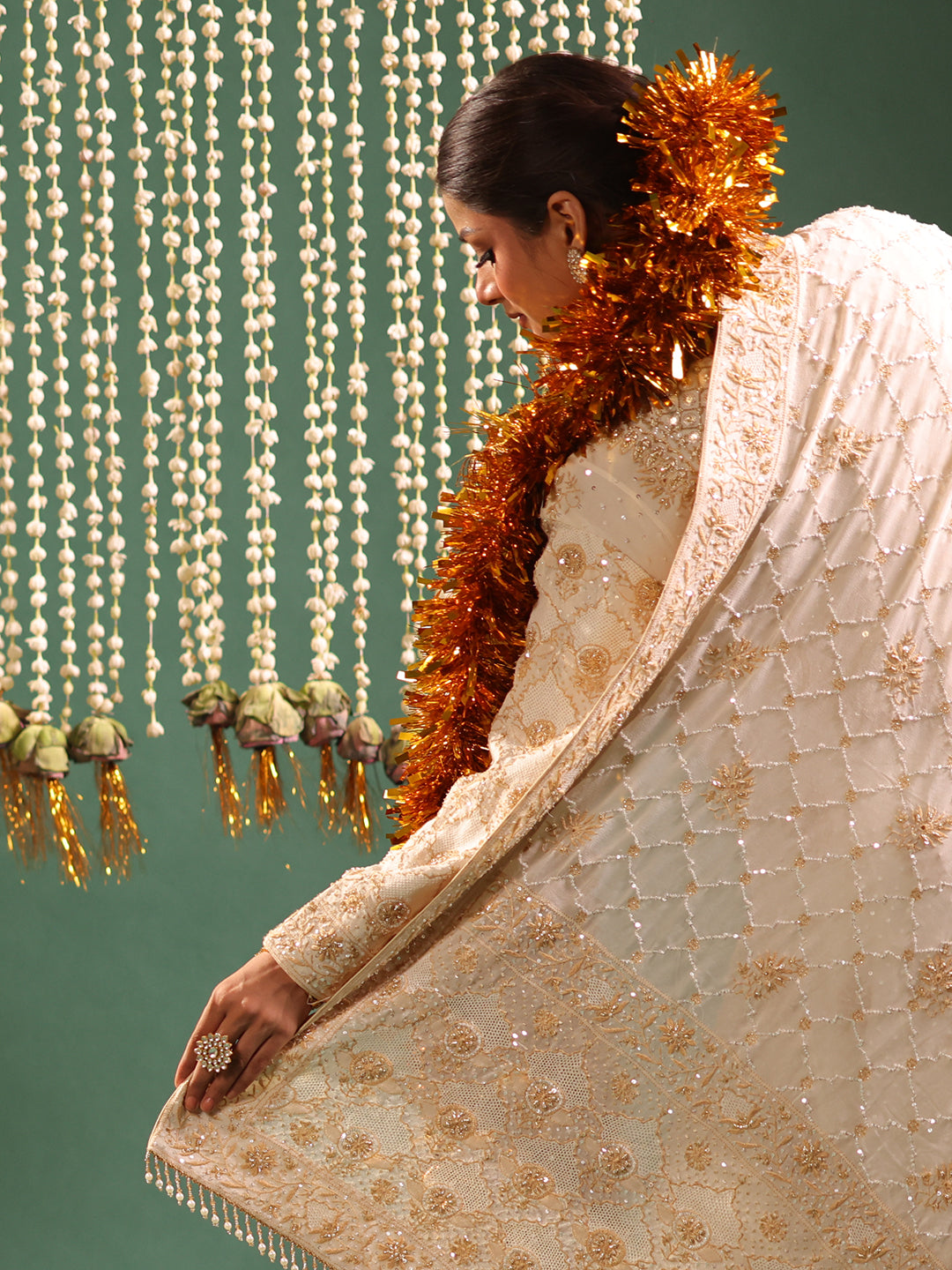 Ivory Pure Georgette Chikankari Anarkali and Dupatta