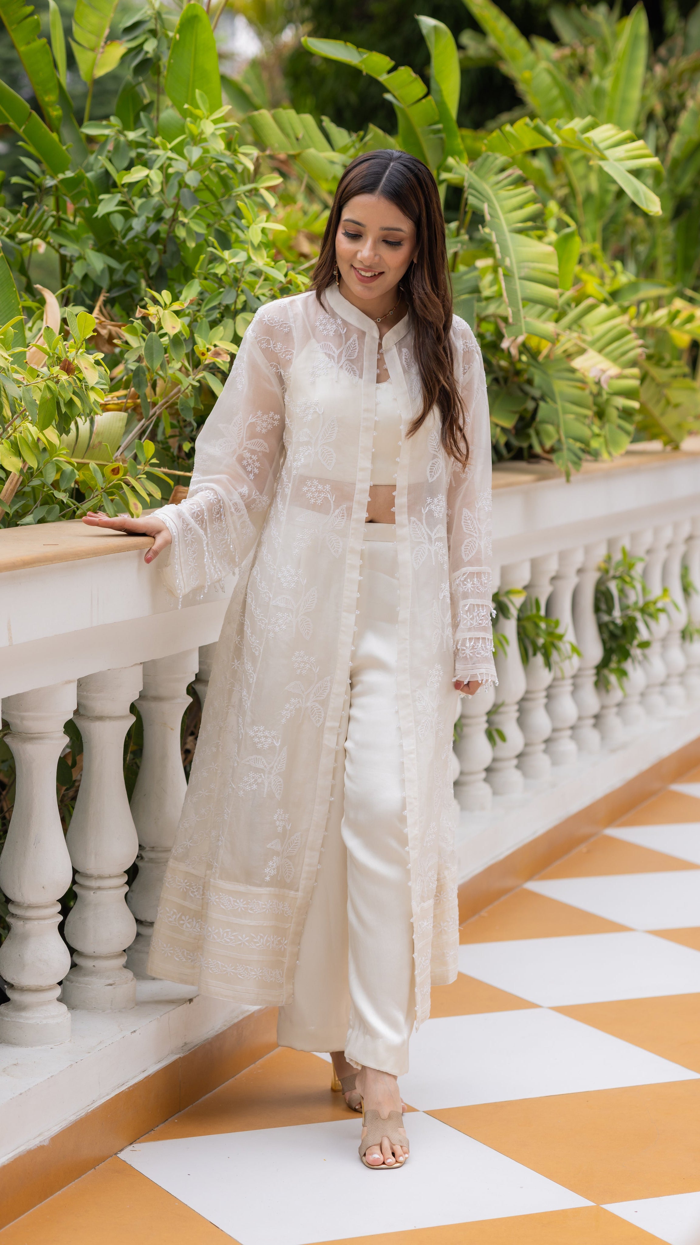 Ivory Pure Organza Silk Overlay Ensemble