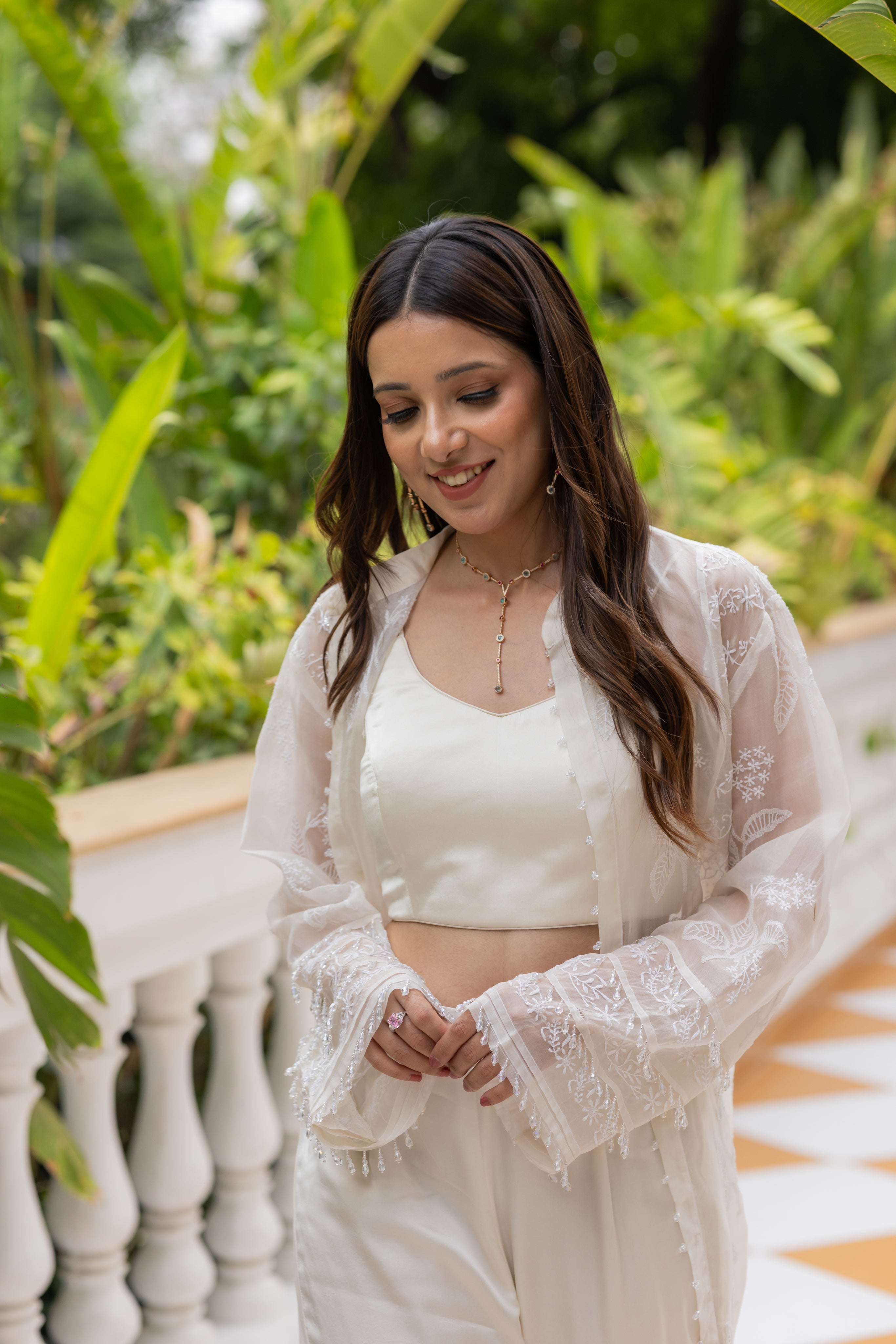 Ivory Pure Organza Silk Overlay Ensemble