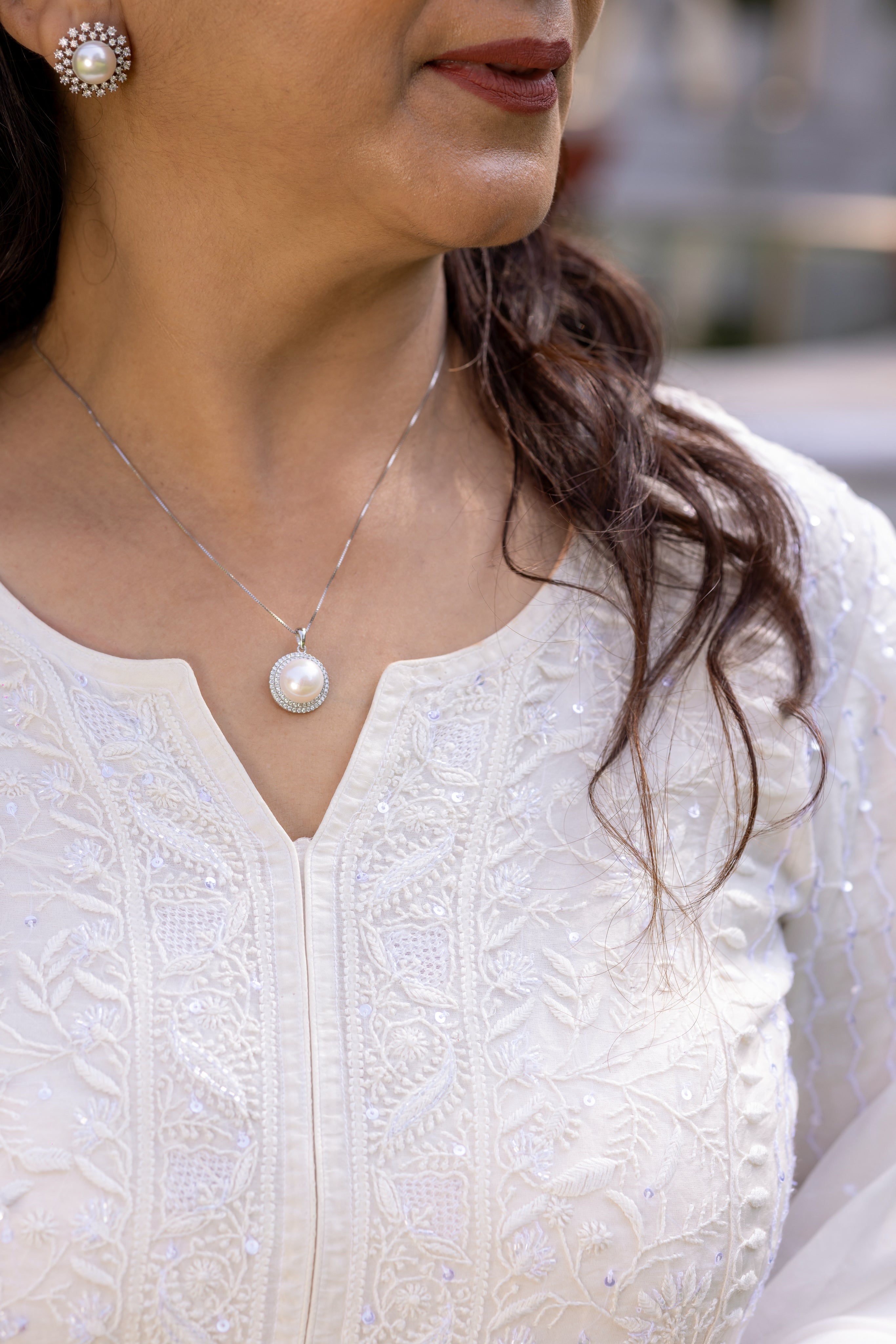 White Pure Organza Silk Chikankari Kurta And Dupatta - Pleats PleaseChikankari