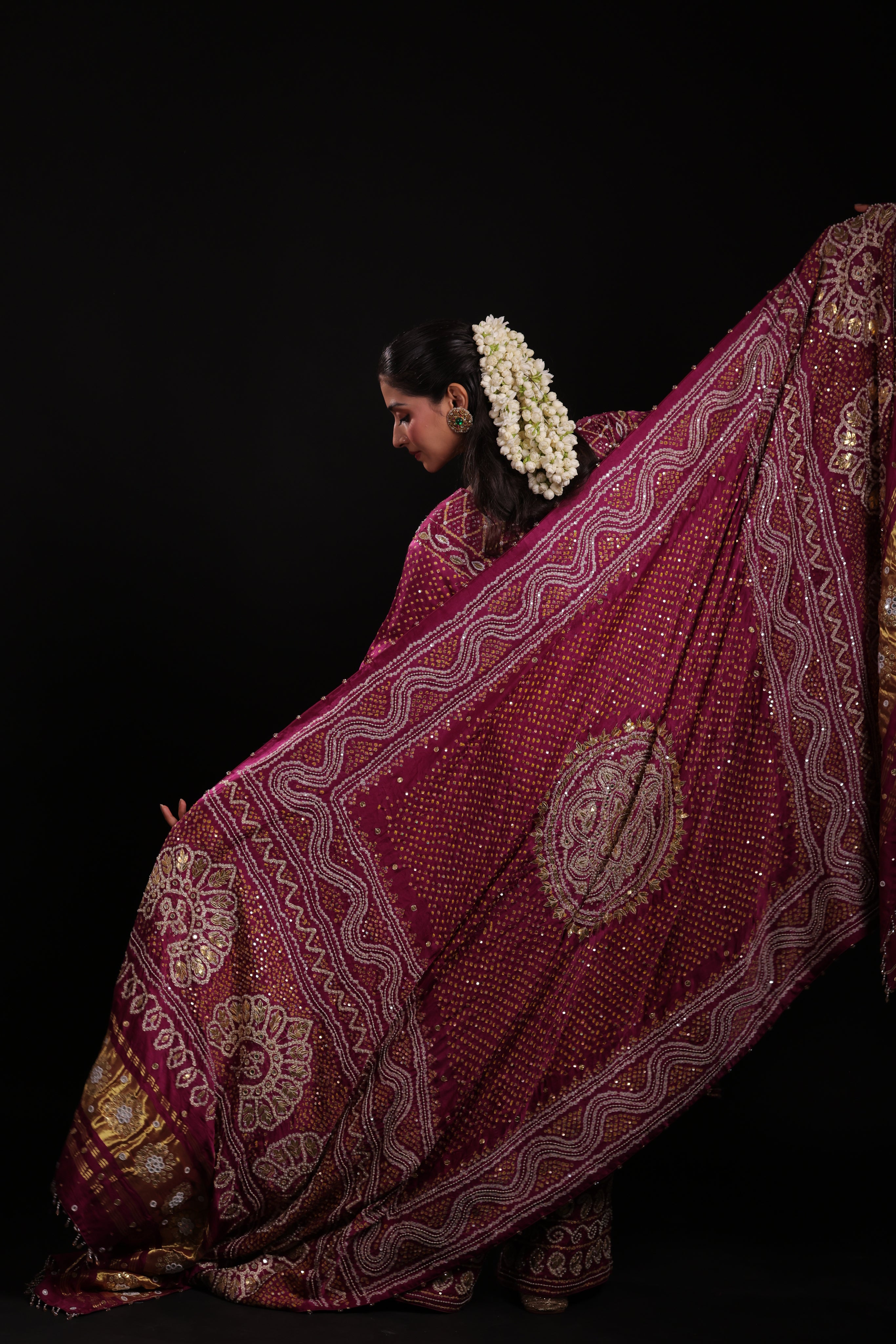 Rani Pink Pure Silk Abha Badhani Set