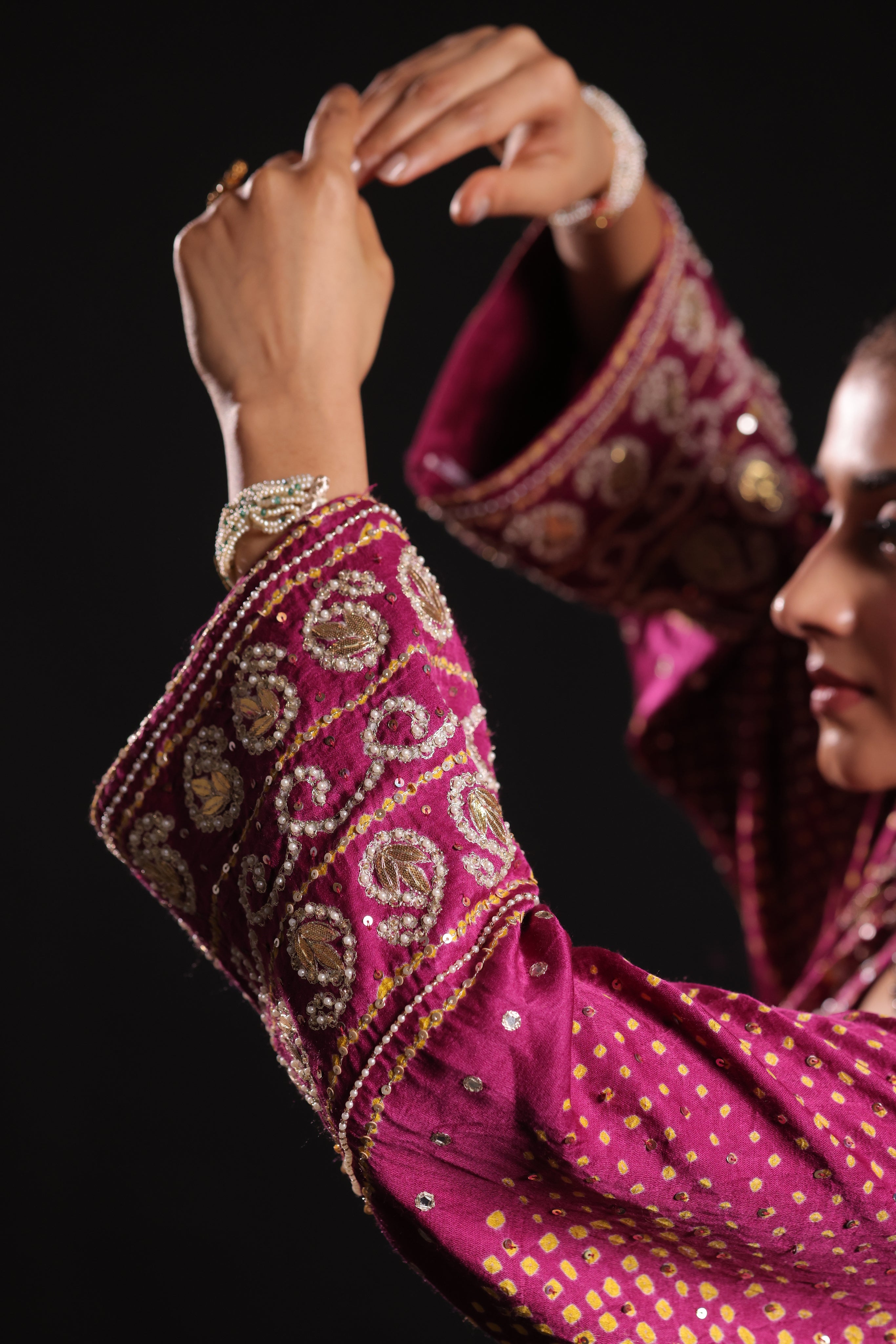 Rani Pink Pure Silk Abha Badhani Set