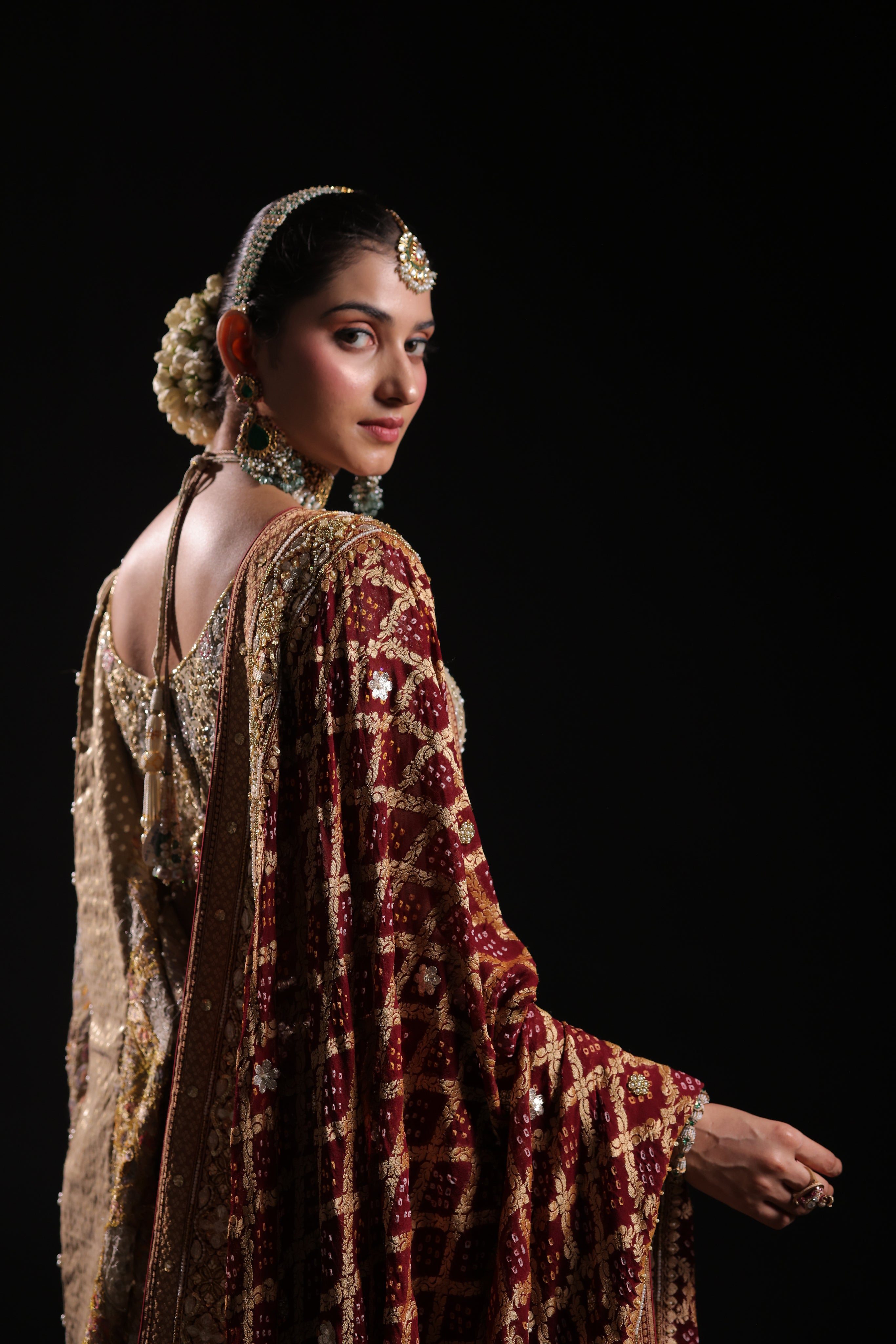 Maroon Pure Georgette Neemzari Dupatta Only