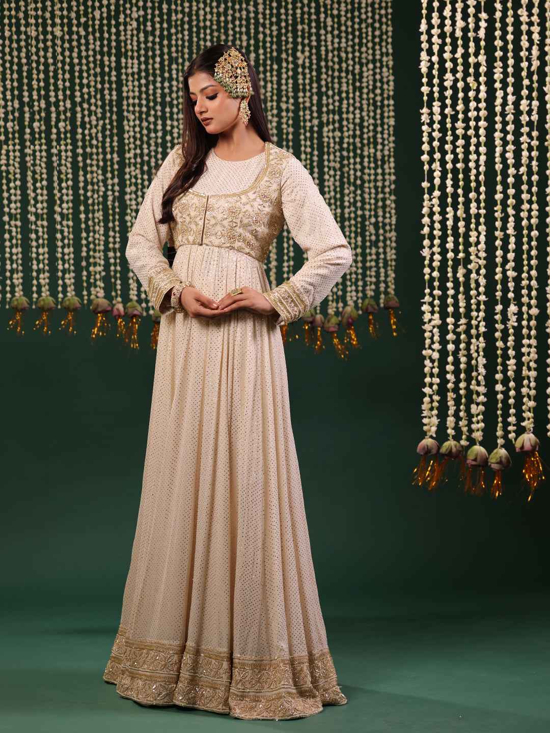 Ivory Pure and Premium Georgette Anarkali and Dupatta