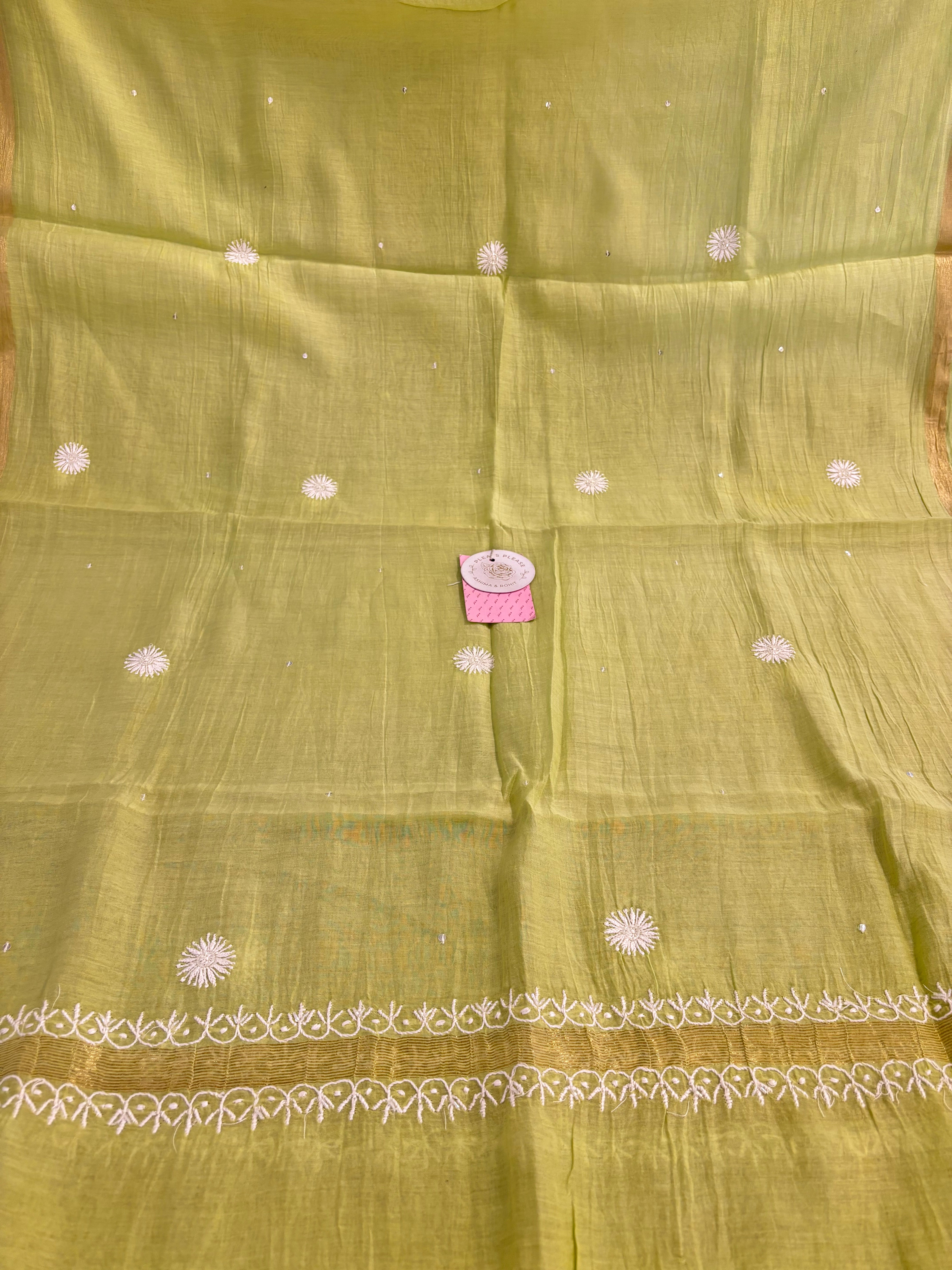 Chanderi Mul Chikankari A-line Kurta & Dupatta