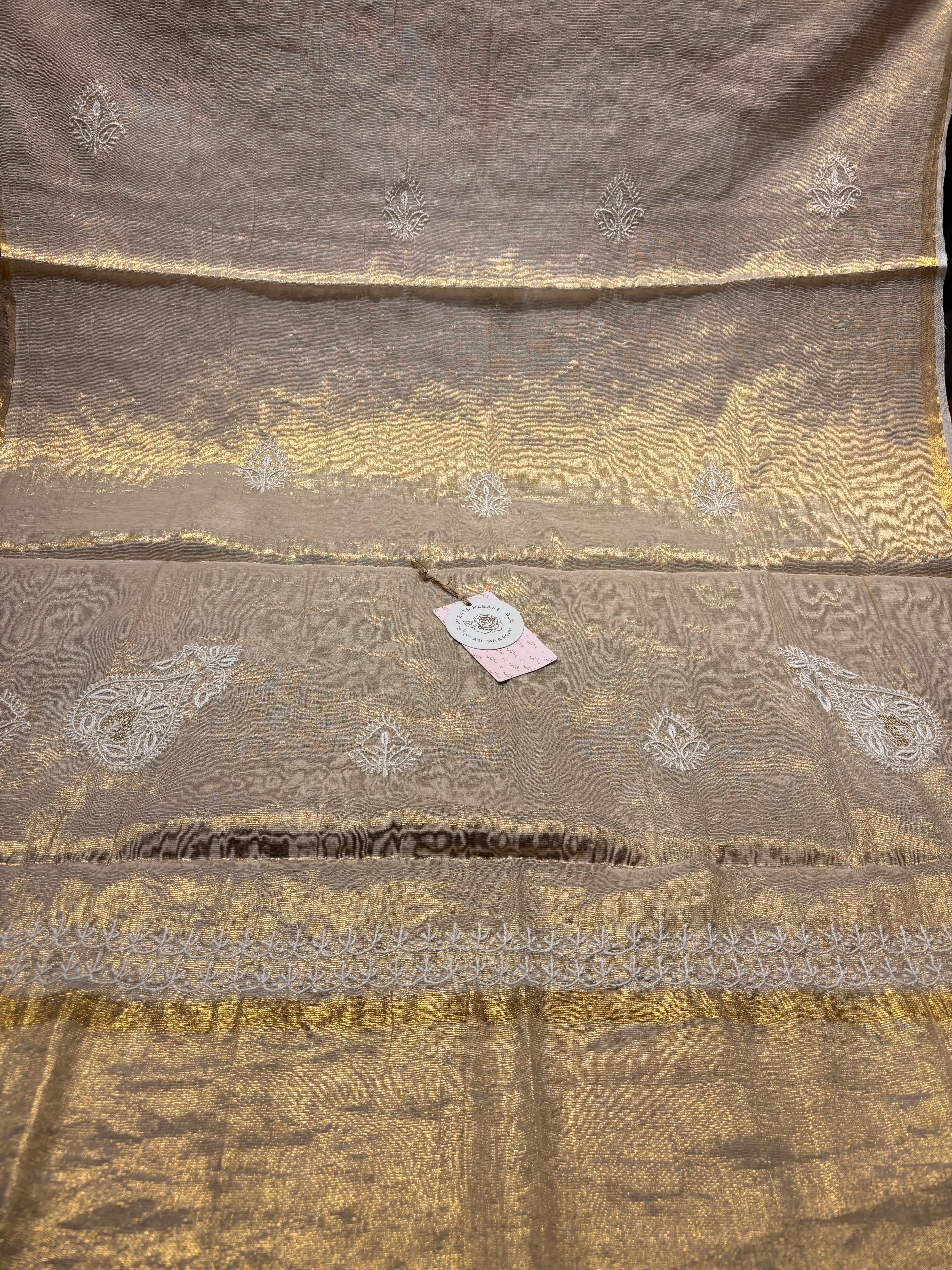 Dyeable Tissue Chikankari Kurta and Dupatta set