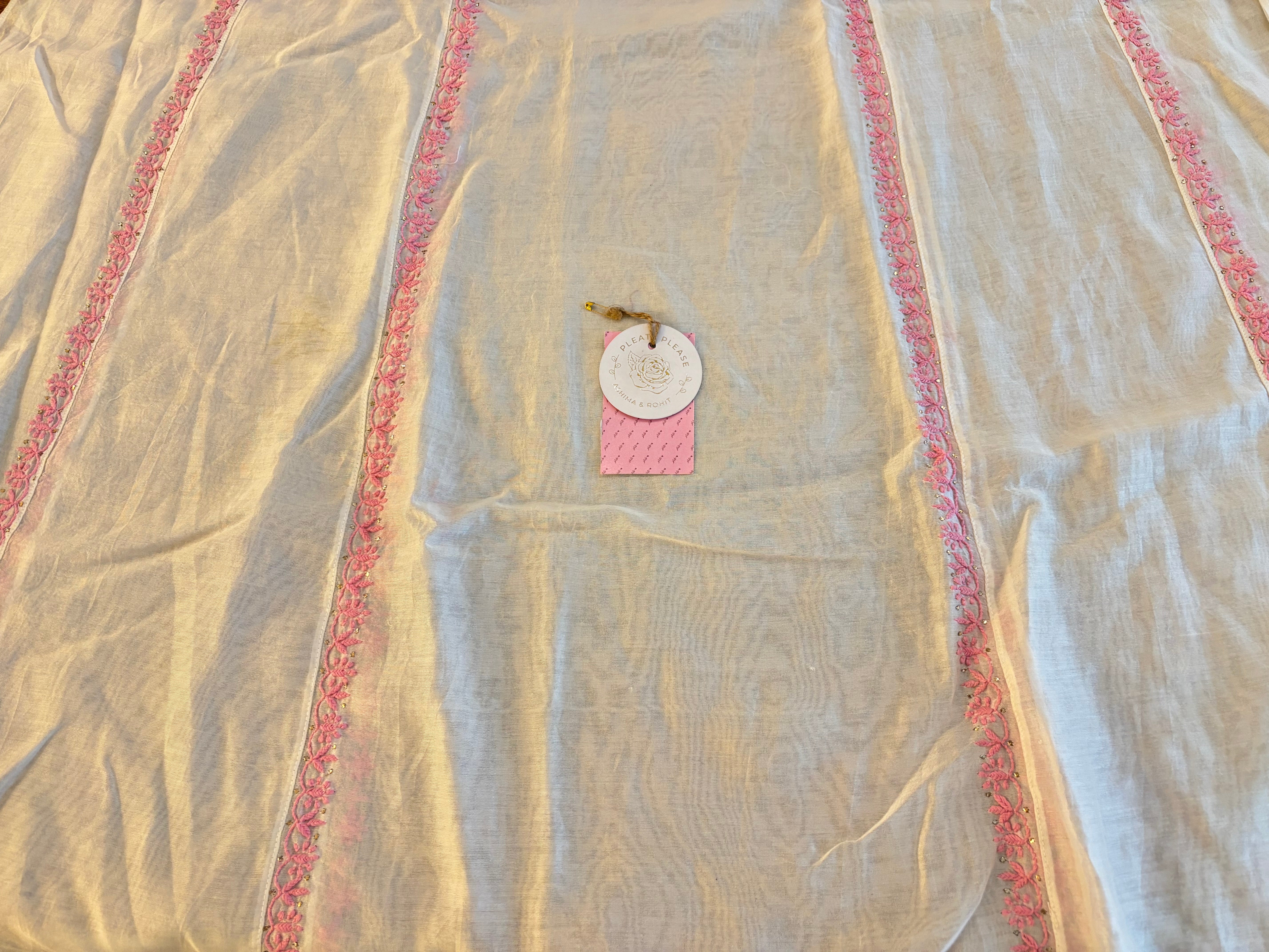 Dyeable Chanderi Chikankari Mukaish Anarkali & Dupatta