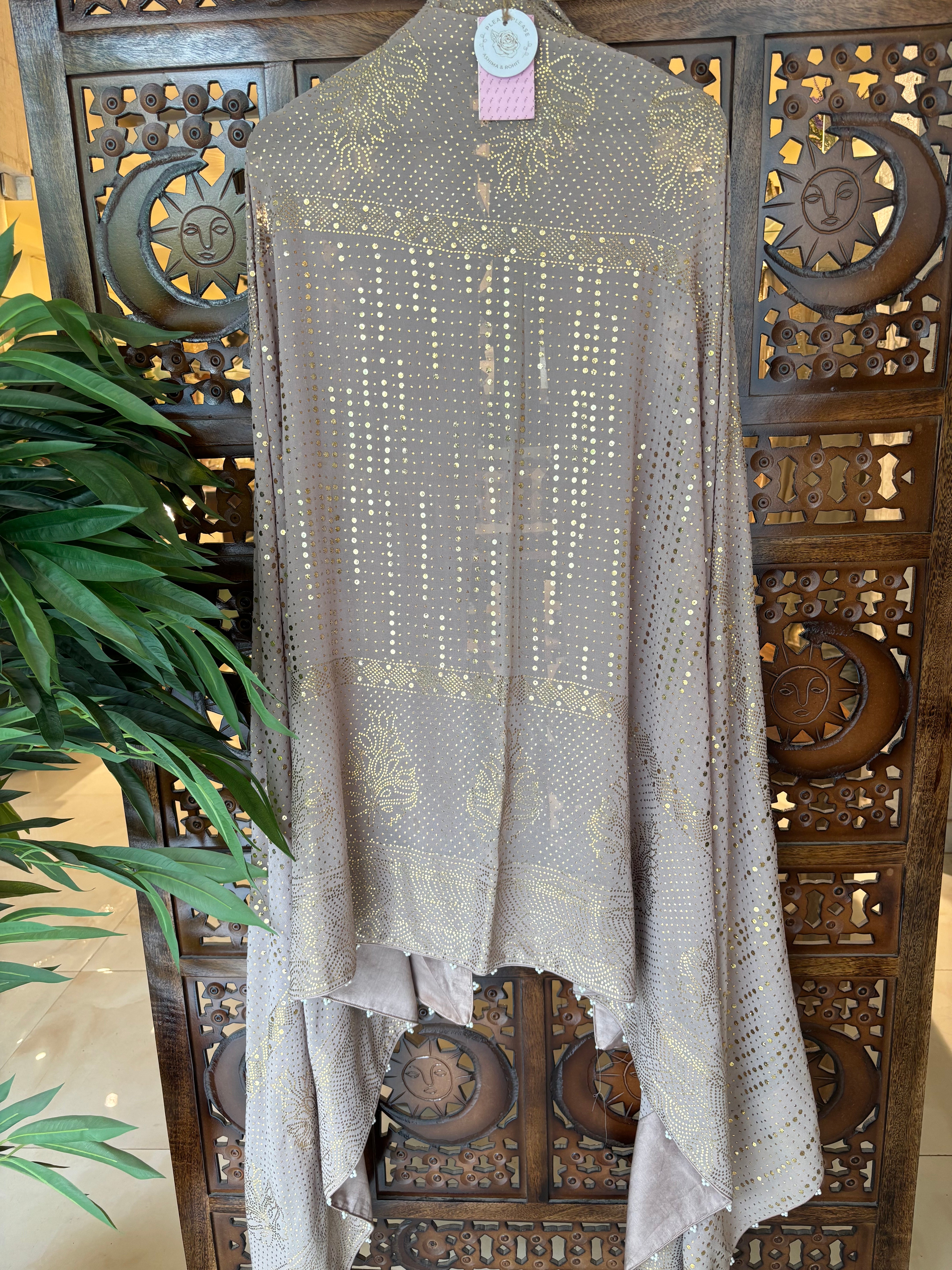 Ash Grey Pure Organza Mukaish Dupatta