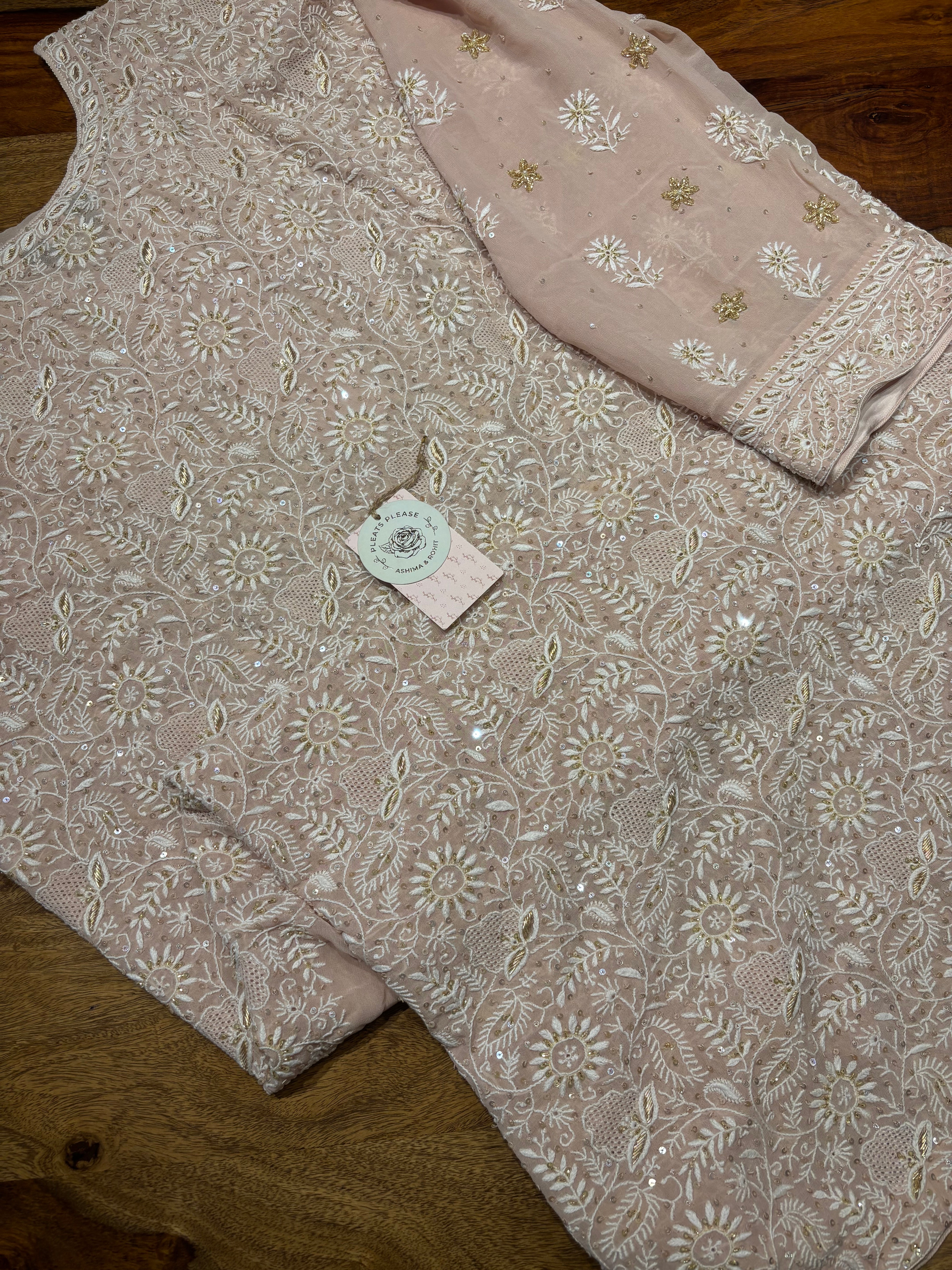 Peach Pure And Premium Georgette Chikankari Kurta and Dupatta set