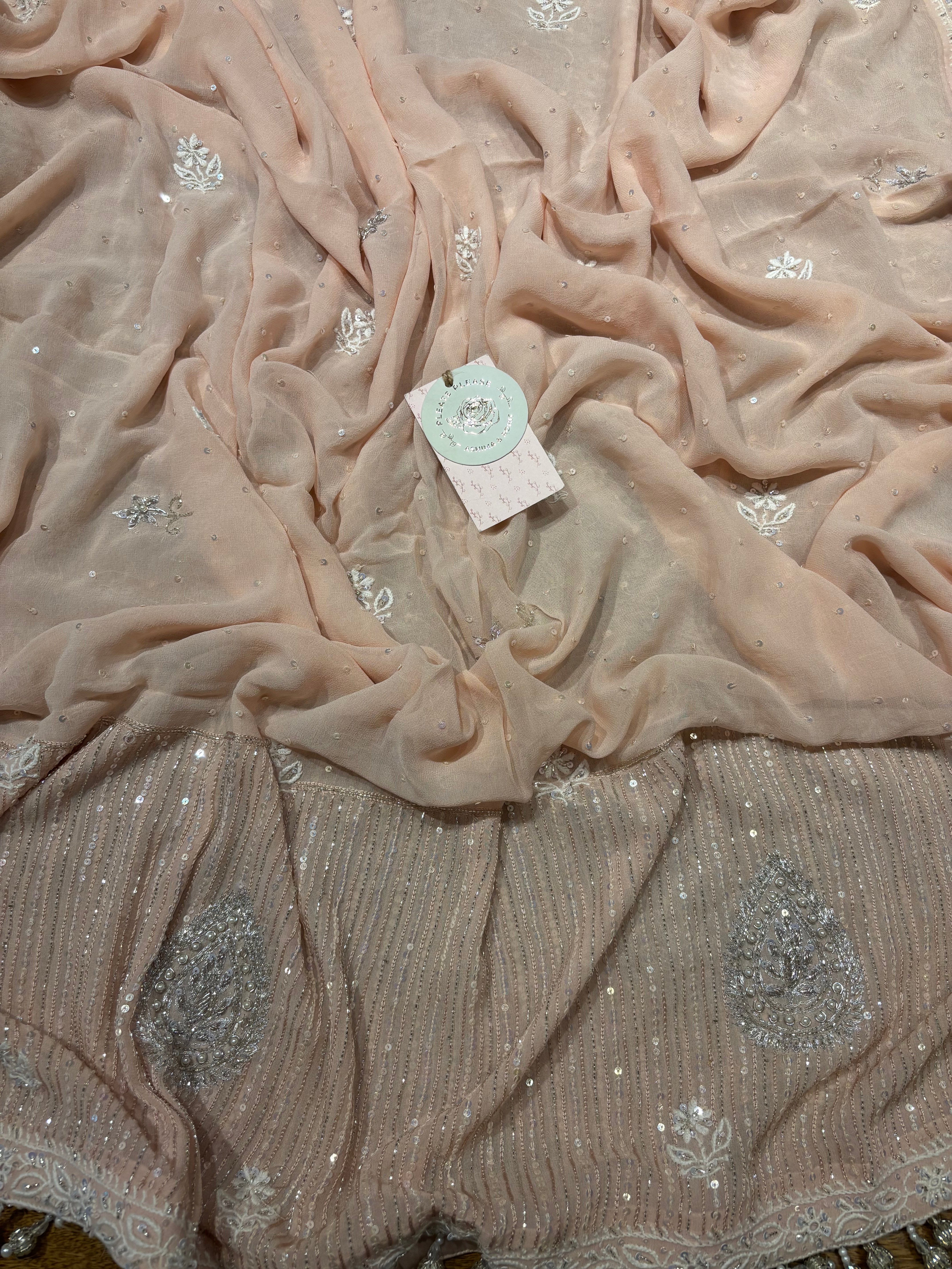 Soft Pink Pure and Premium Georgette Chikankari Kurta and Dupatta set