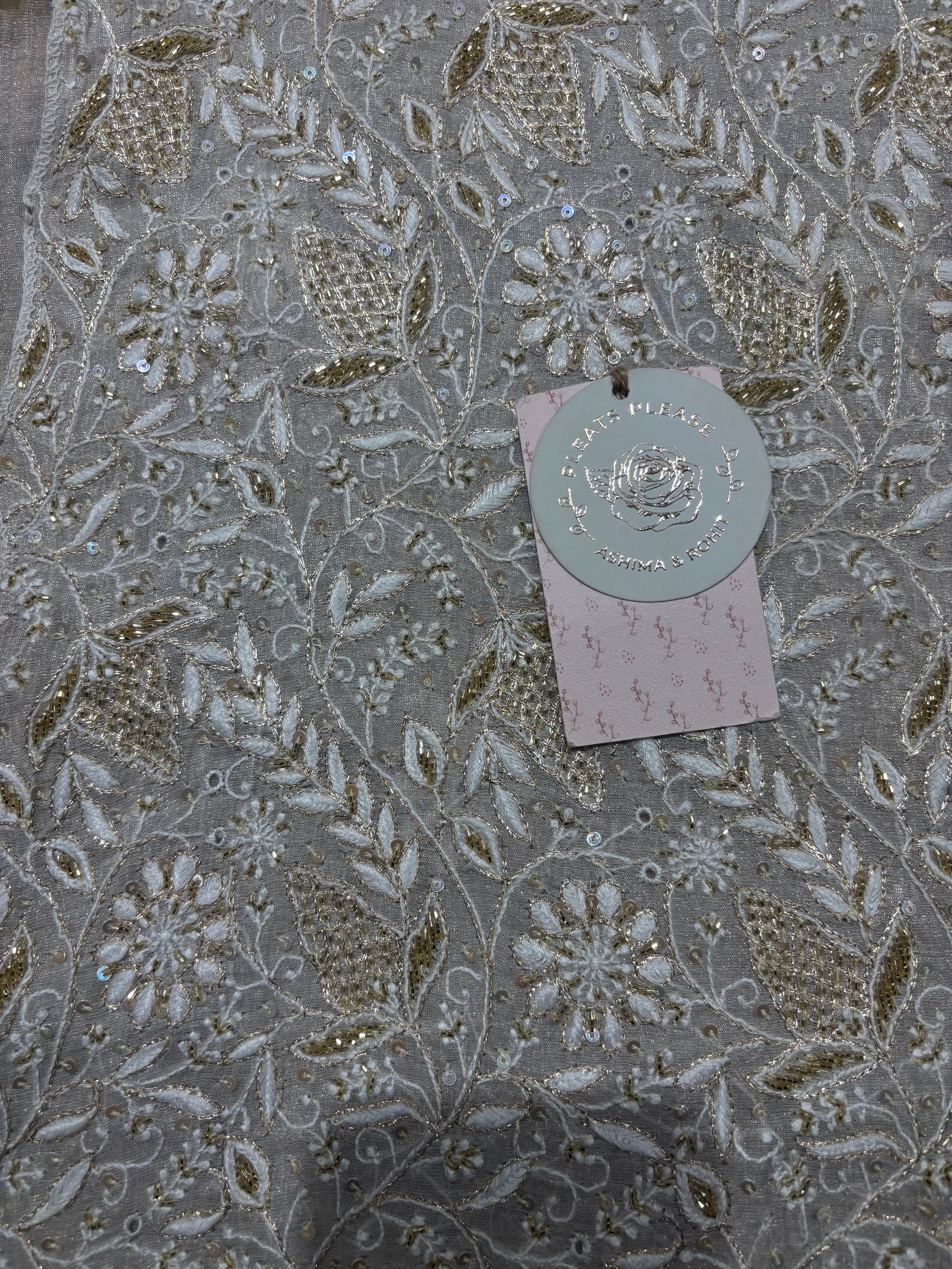 Dyeable Pure & Premium Silver Tissue Chikankari Kurta & Dupatta Set