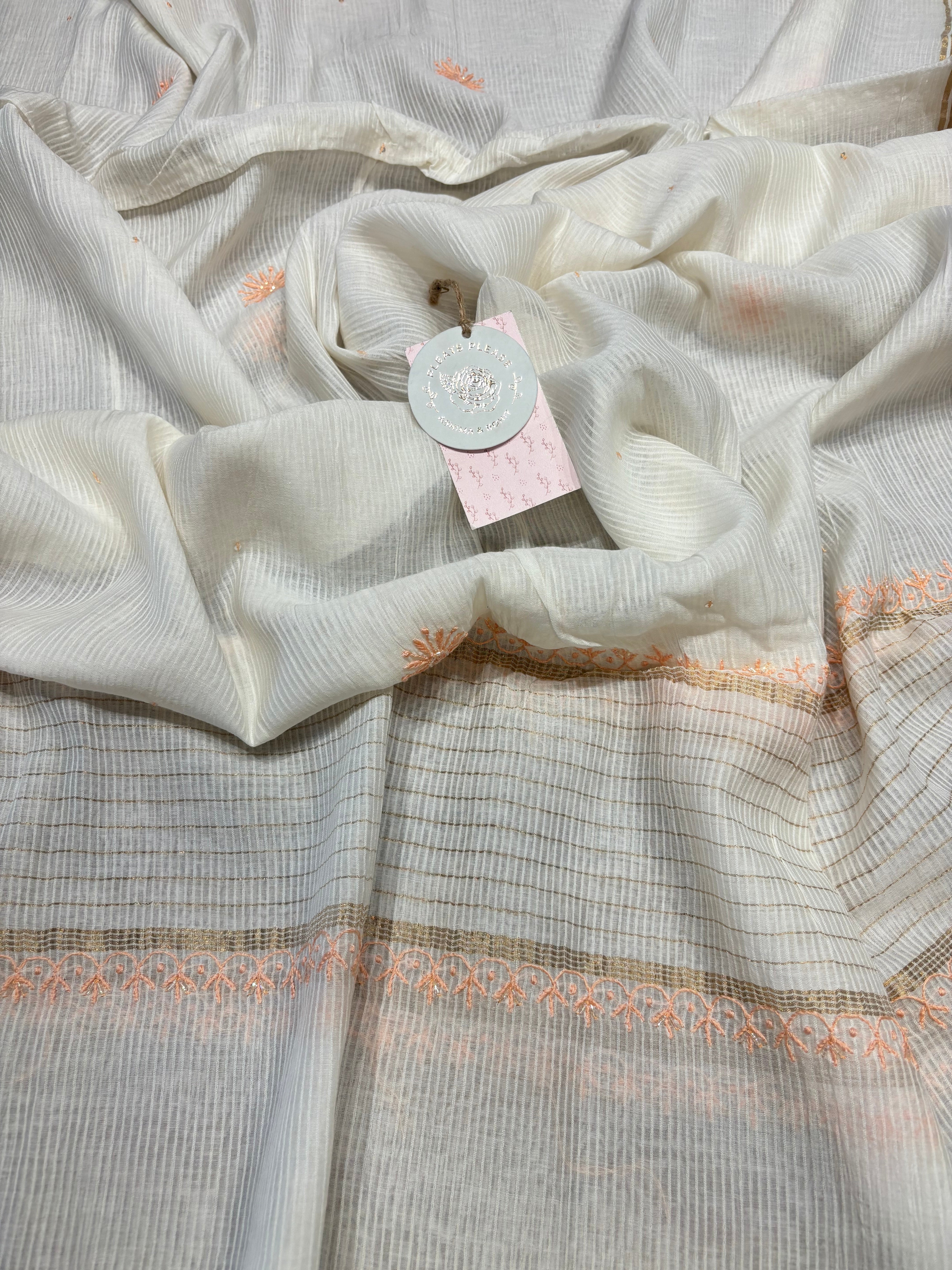 Dyeable Chanderi Maheshwari Chikankari Kurta And Dupatta Set