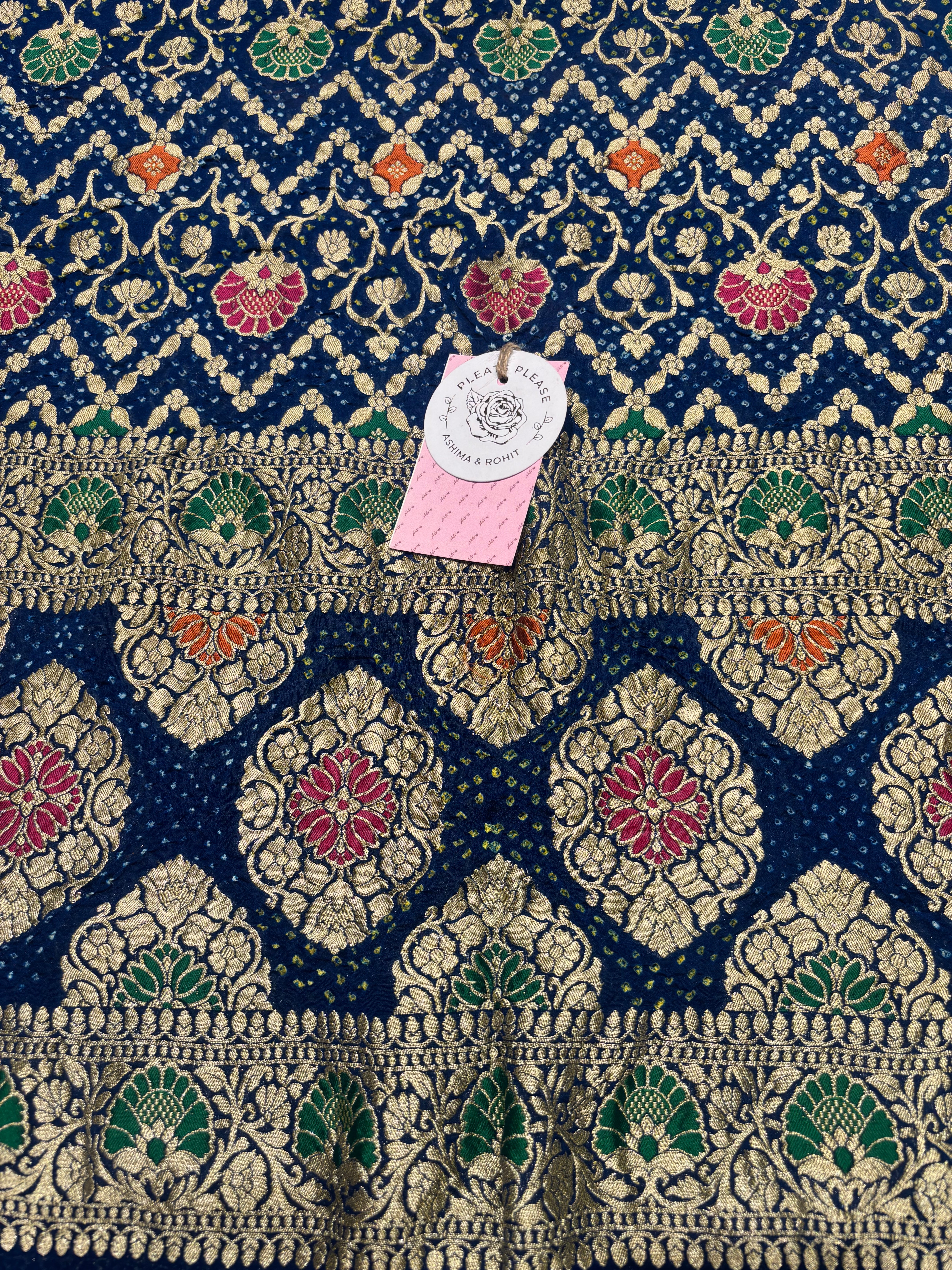 Blue Pure & Premium Khaddi Georgette Bandhej Dupatta