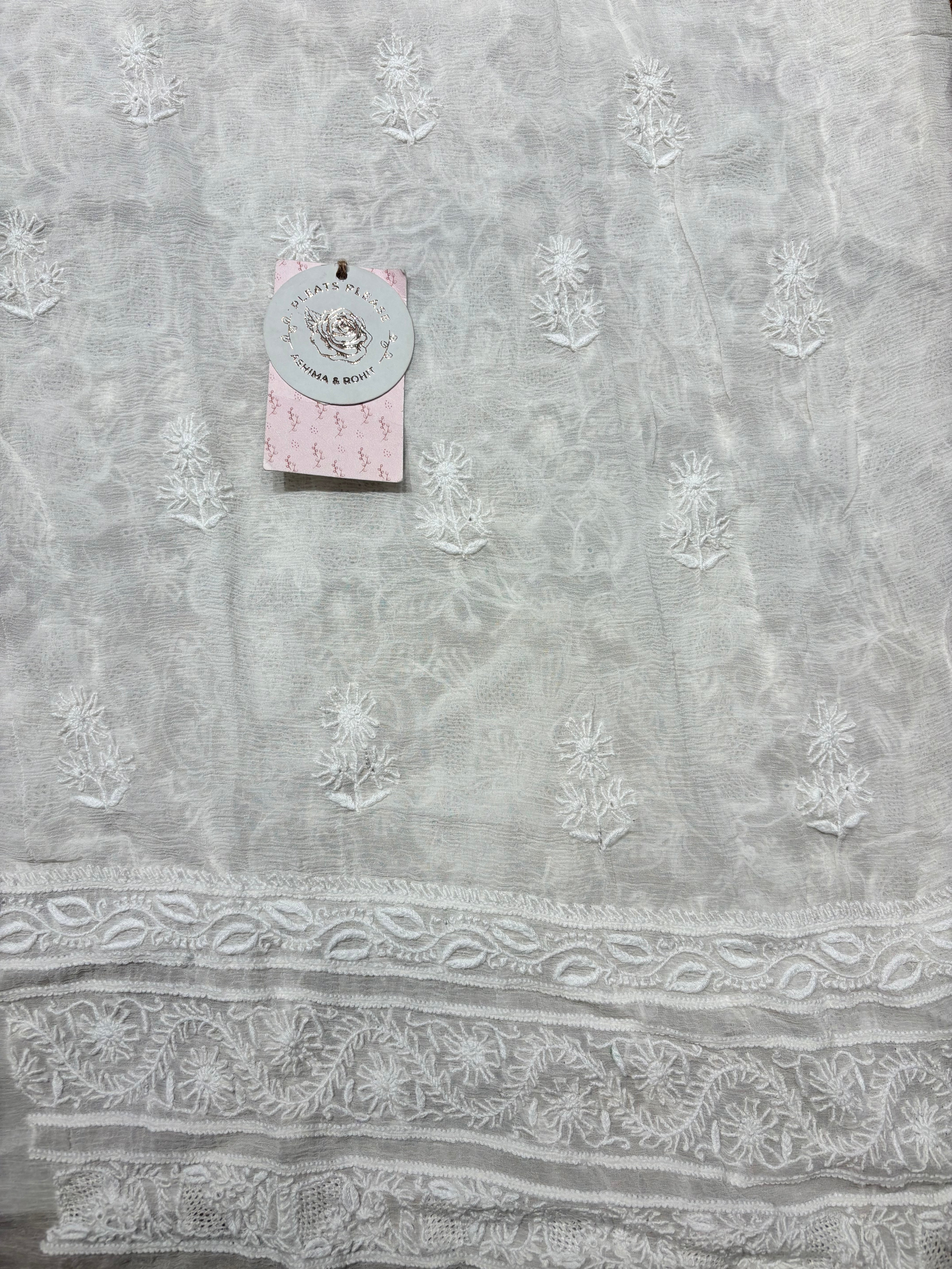 Dyeable Pure & Premium Chiffon Chikankari Front & Back kurta & Dupatta Fabric