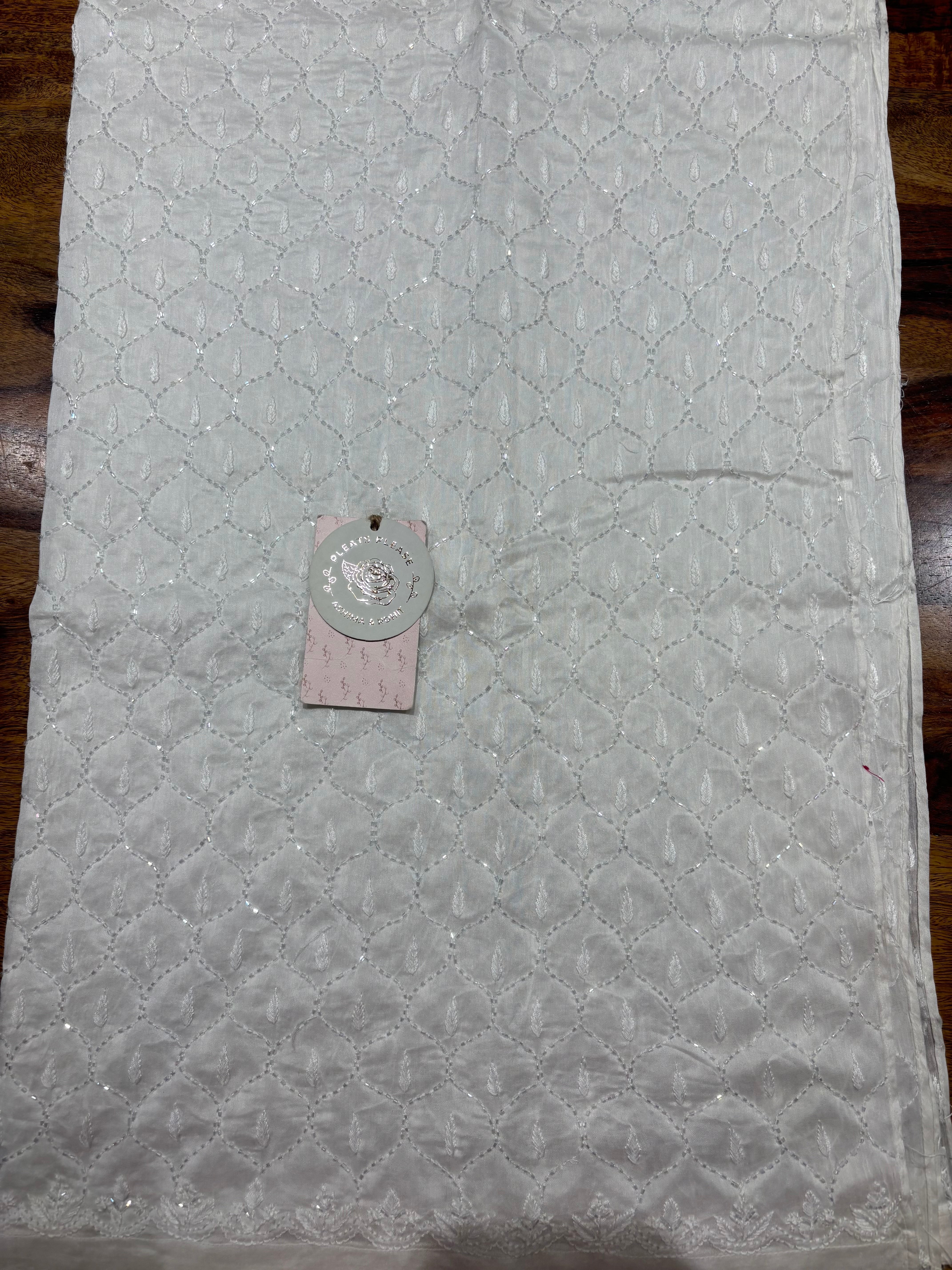 Dyeable Chanderi Silk Chikankari Bottom