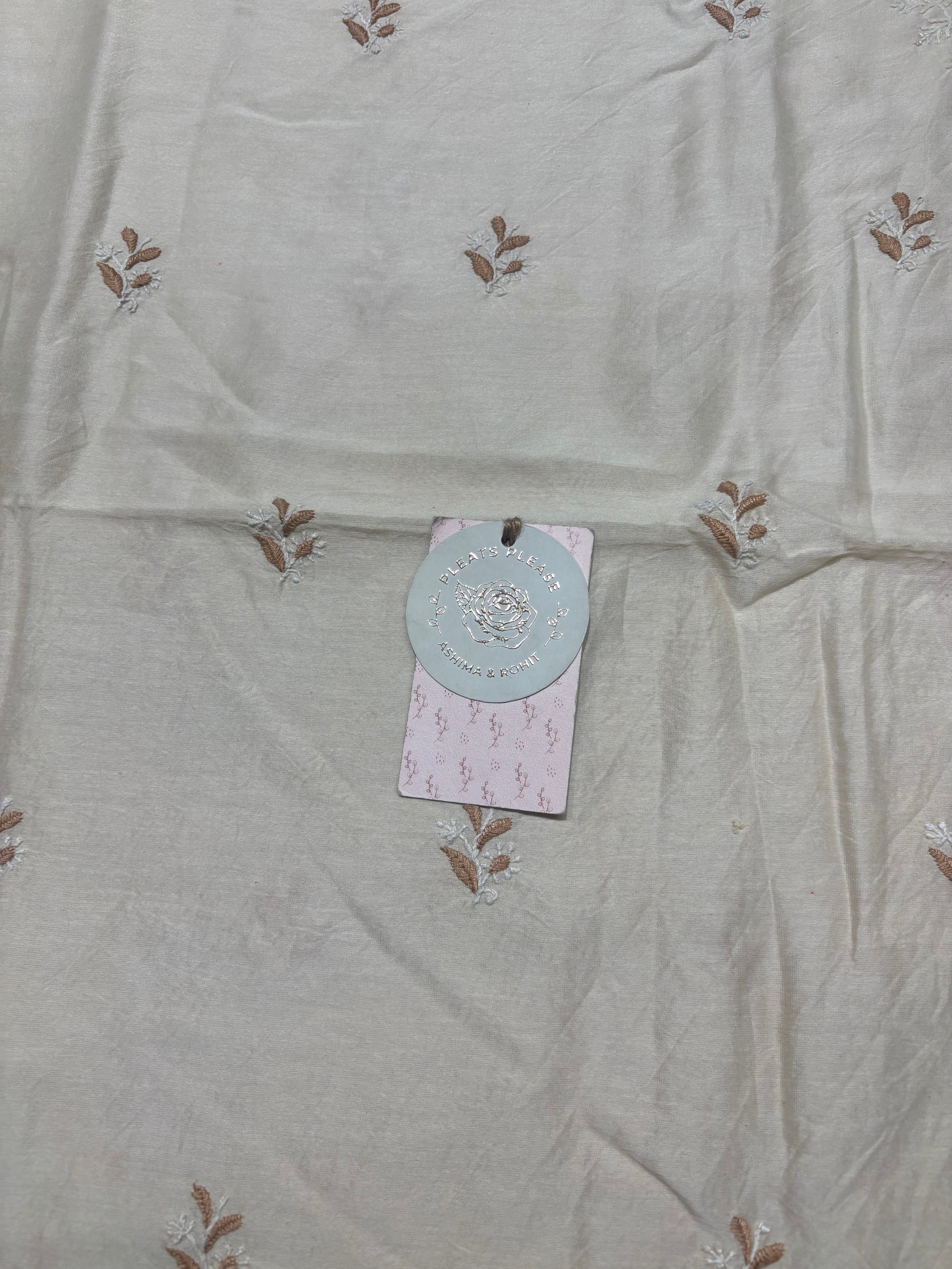 Coffee Cream Chanderi Silk Chikankari Men’s Kurta Fabric