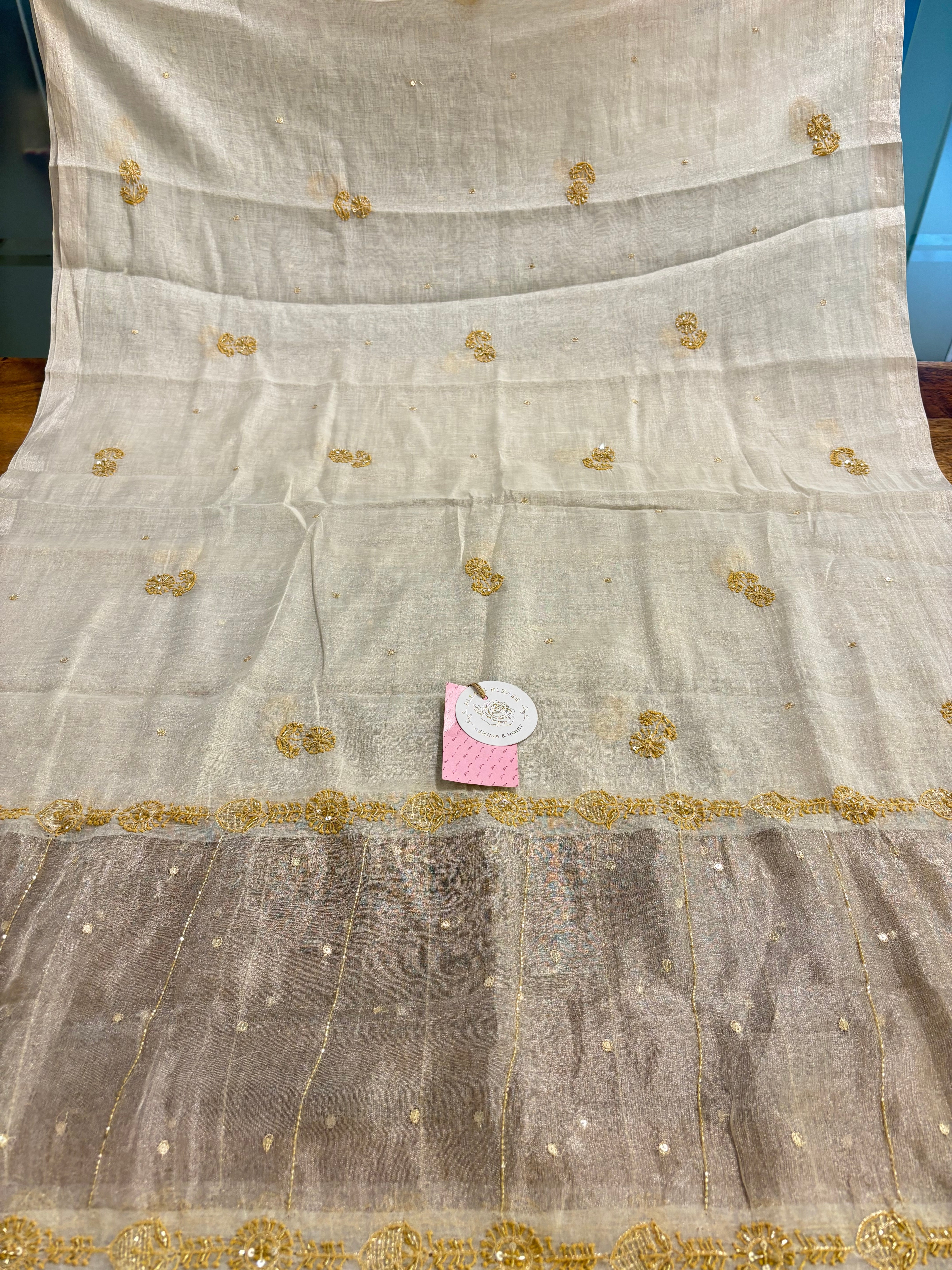 Dyeable Ivory Silver Pure & Premium Tissue Chikankari Kurta & Dupatta