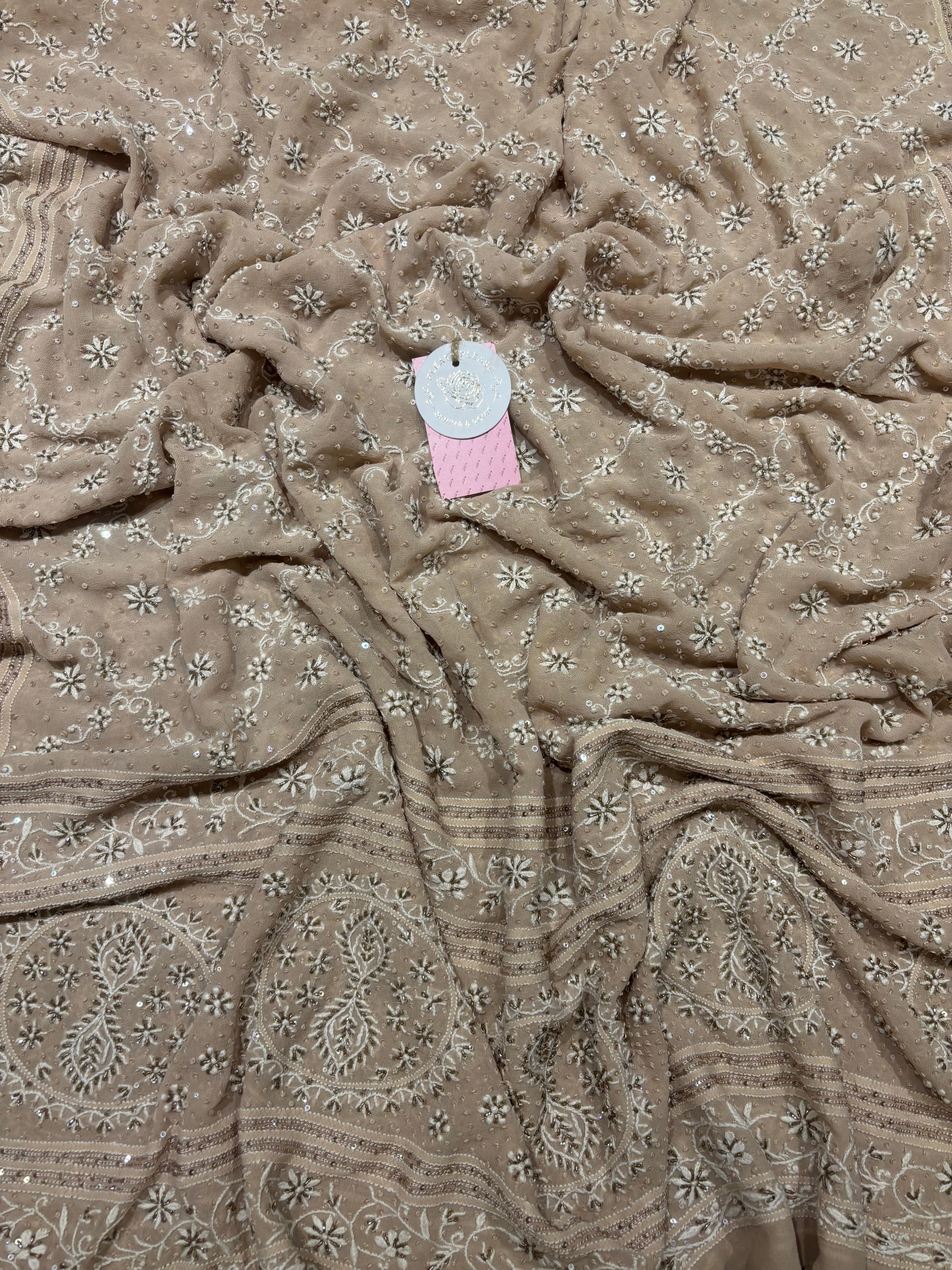 Champagne Pure and Premium Georgette Chikankari Dupatta