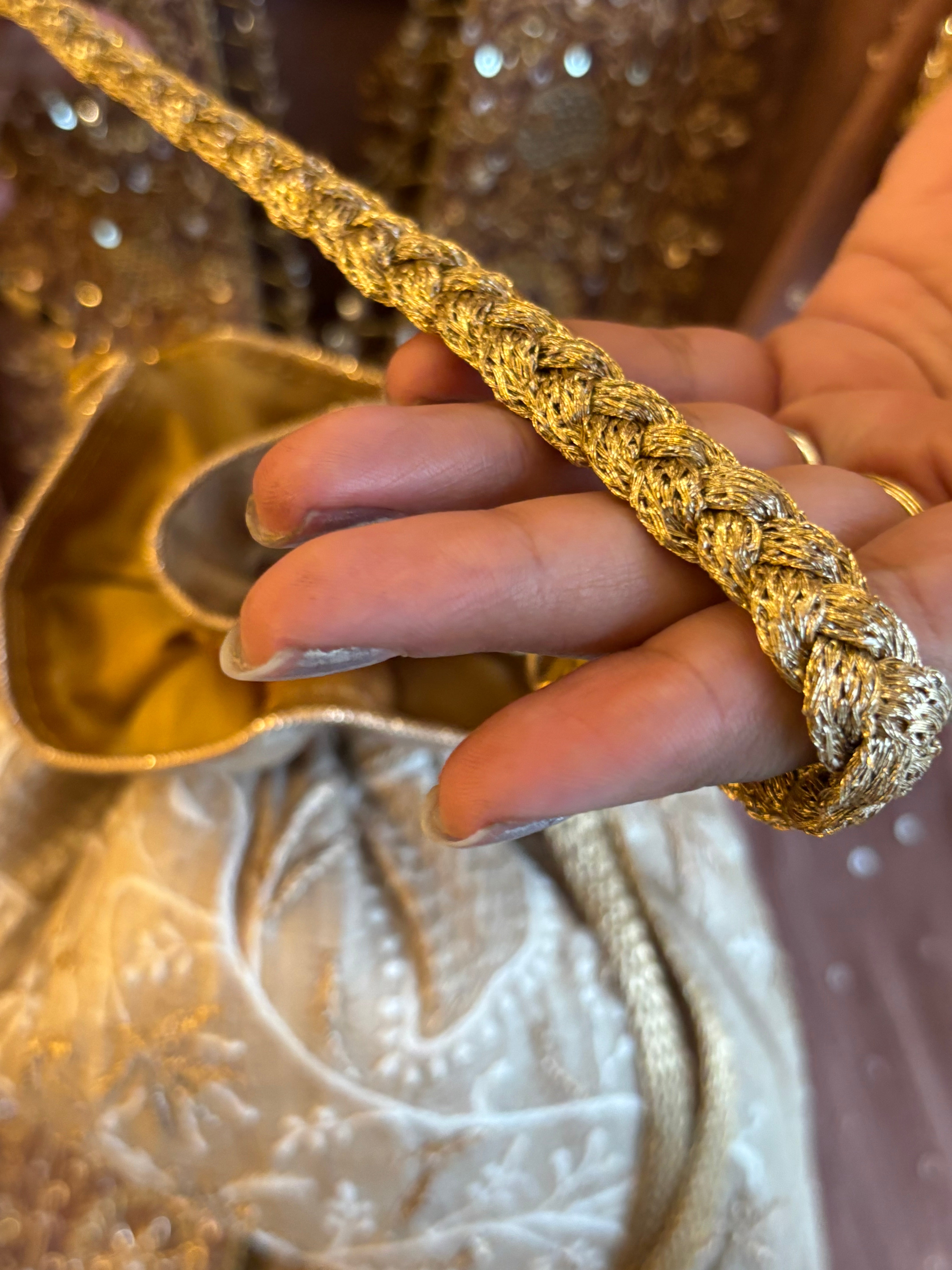 Beige Chikankari Potli