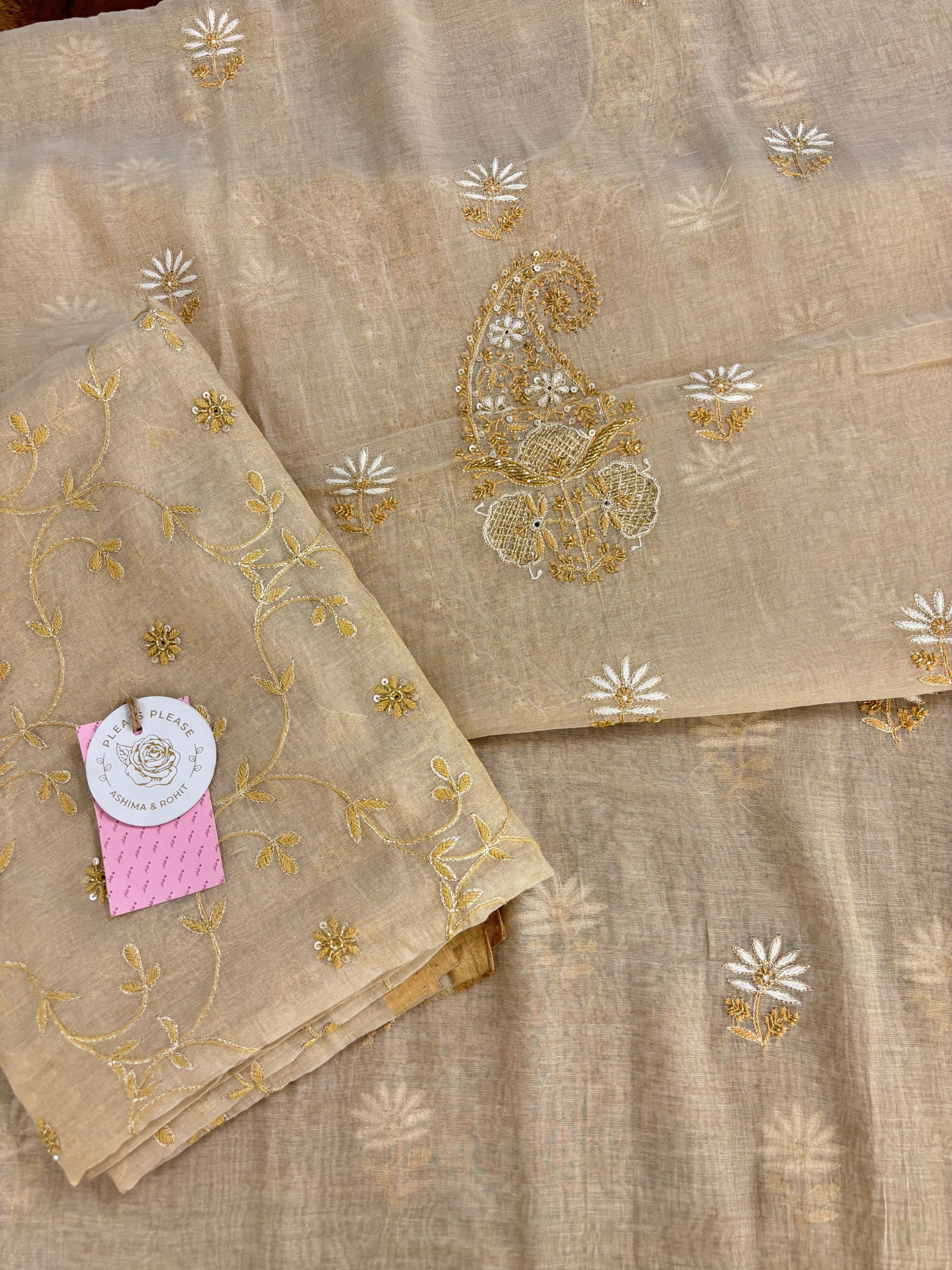 Dyeable Pure & Premium Tissue Chikankari Kurta & Dupatta