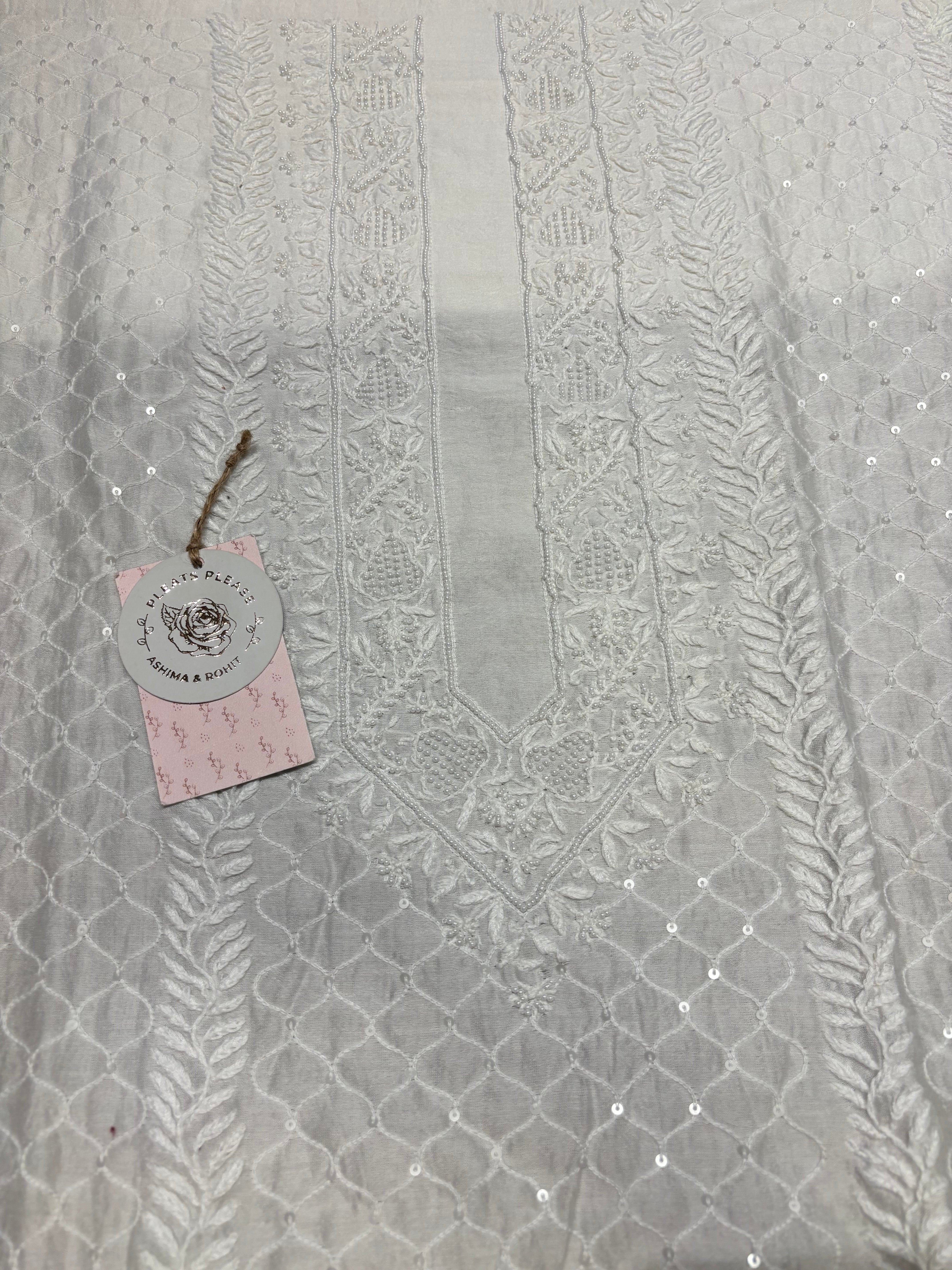 Dyeable Chanderi Silk Chikankari Men’s Kurta