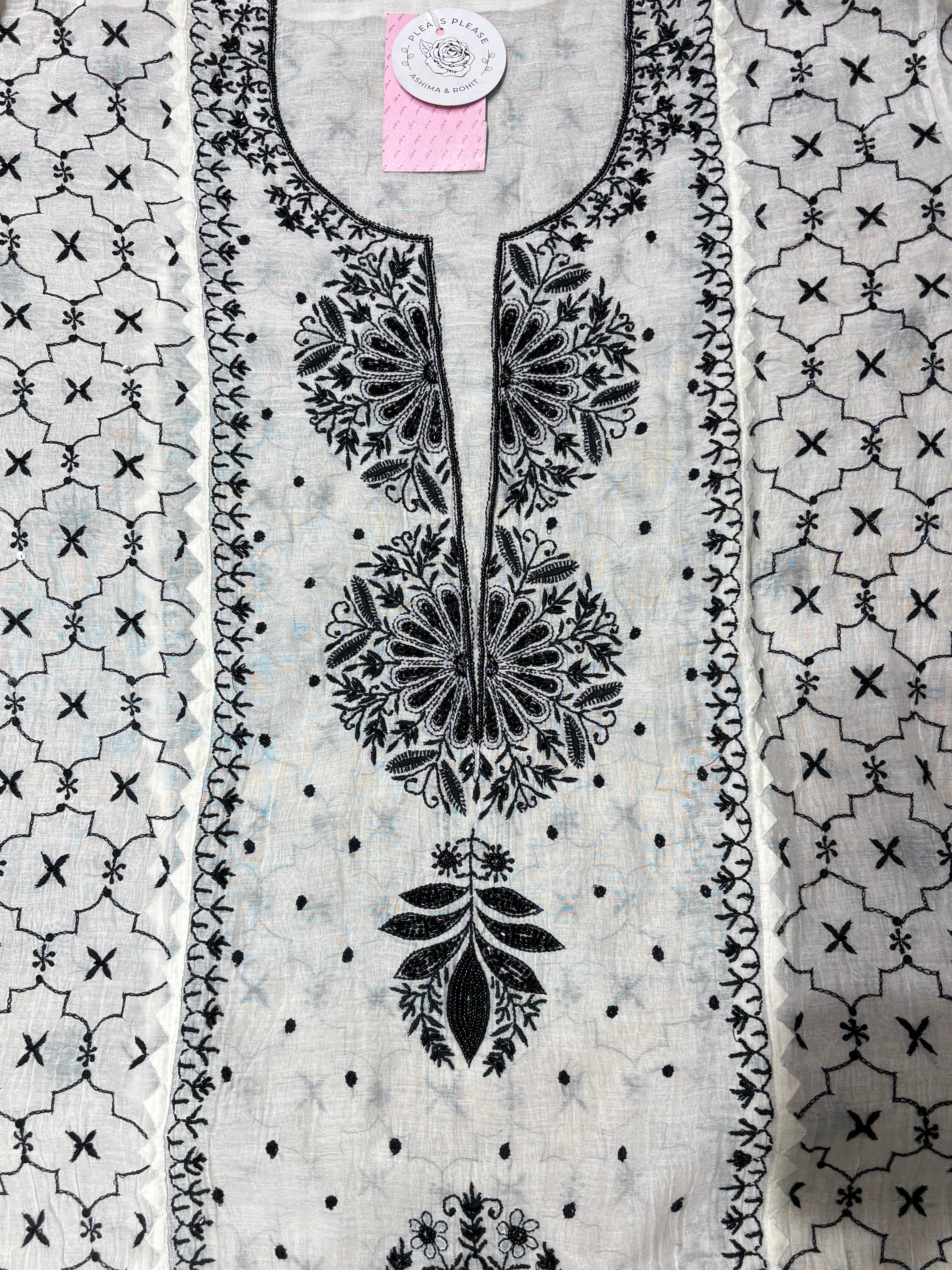 Dyeable Chanderi Mul Chikankari Kurta & Dupatta