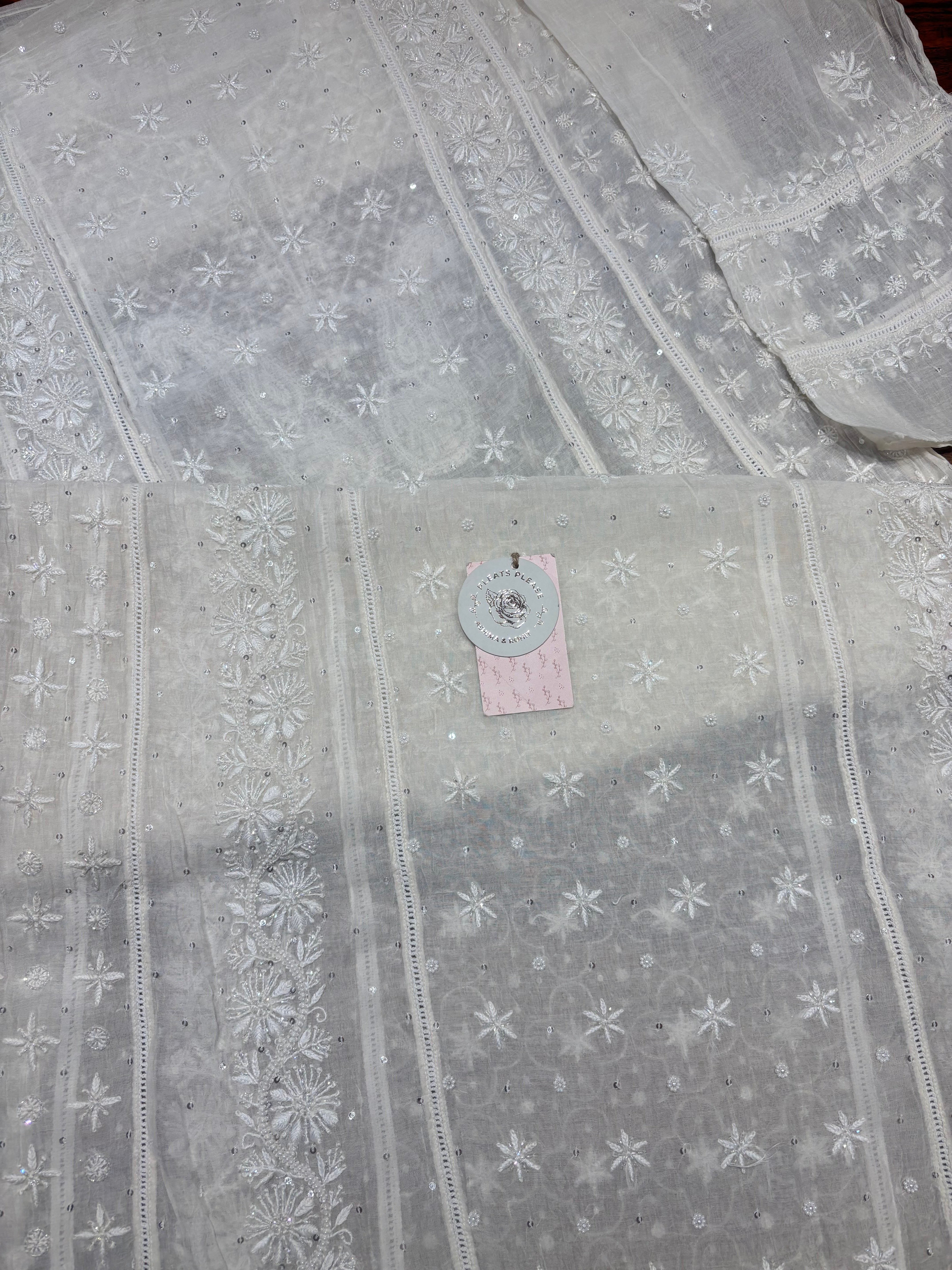 Dyeable Chanderi Mul Chikankari Kurta & Dupatta Set