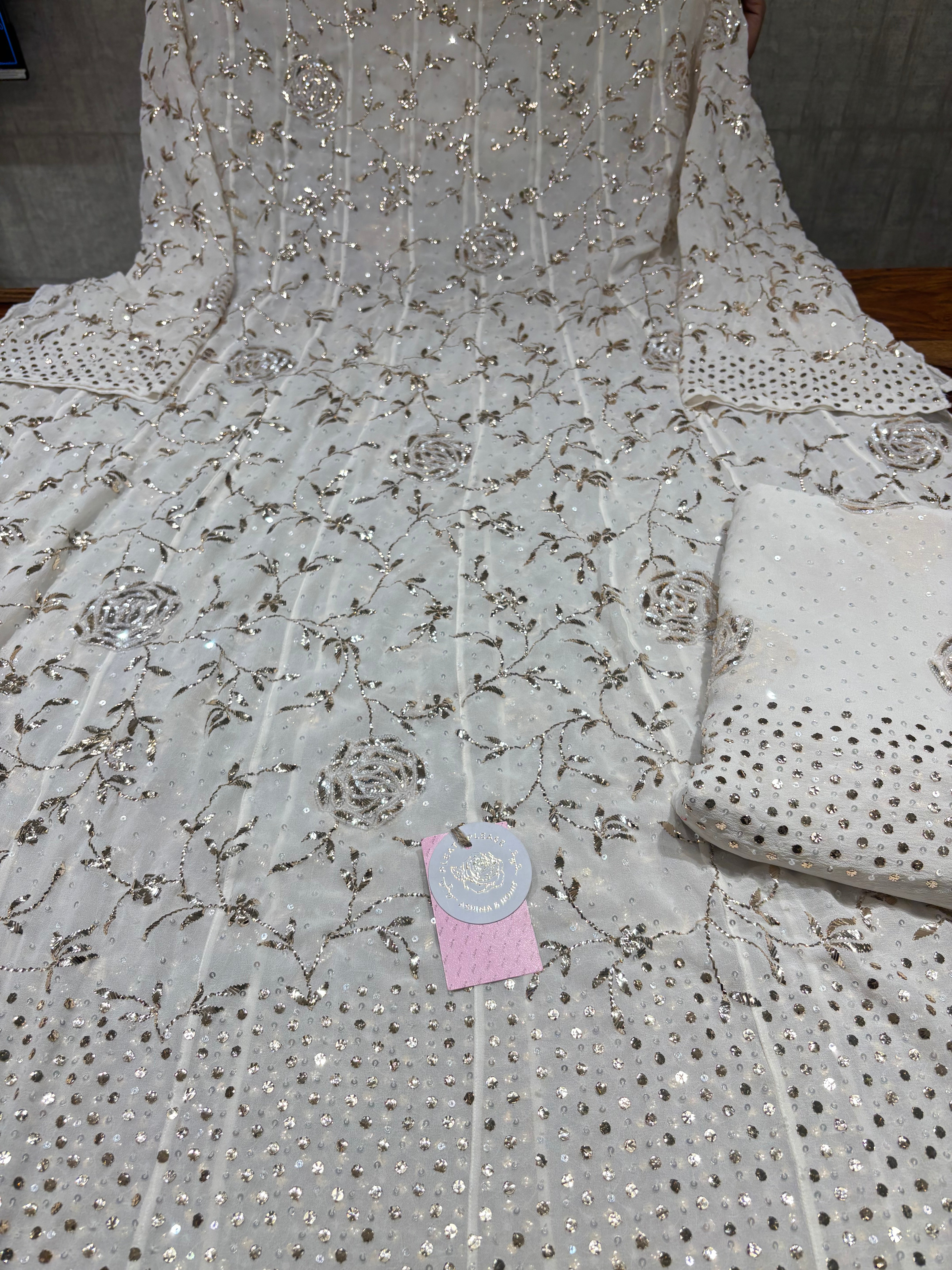 Dyeable Pure & Premium Georgette Mukaish Anarkali & Dupatta Set