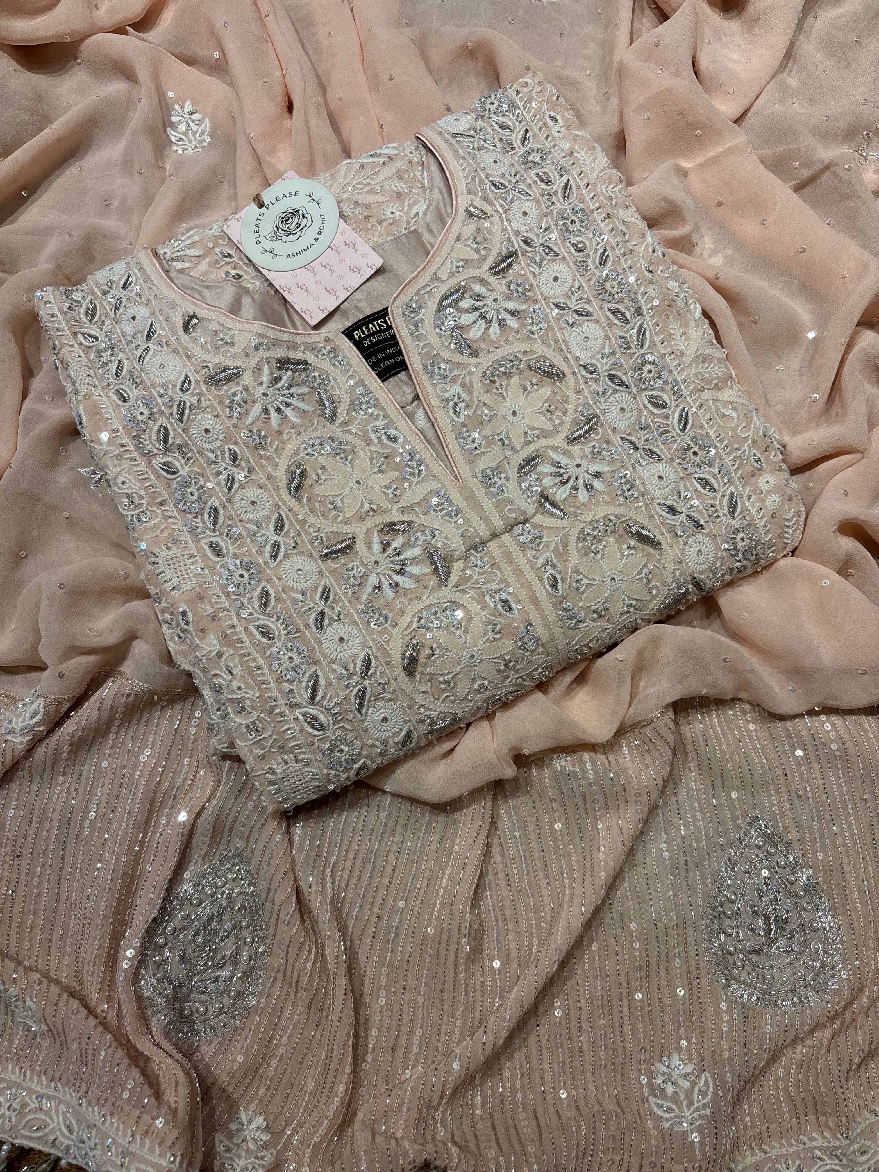 Soft Pink Pure and Premium Georgette Chikankari Kurta and Dupatta set