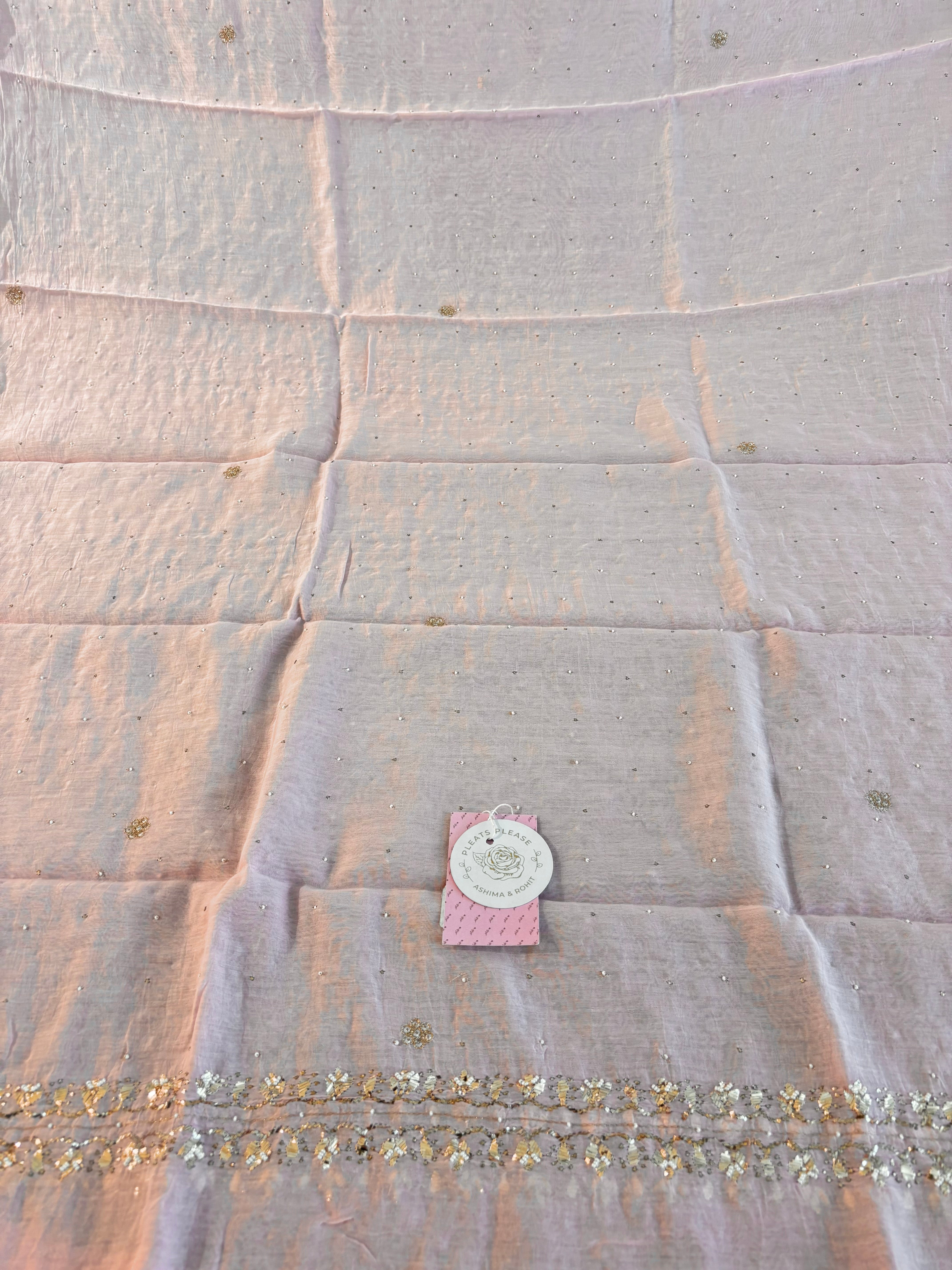 Baby Pink Chanderi Mul Mukaish Kurta & Dupatta
