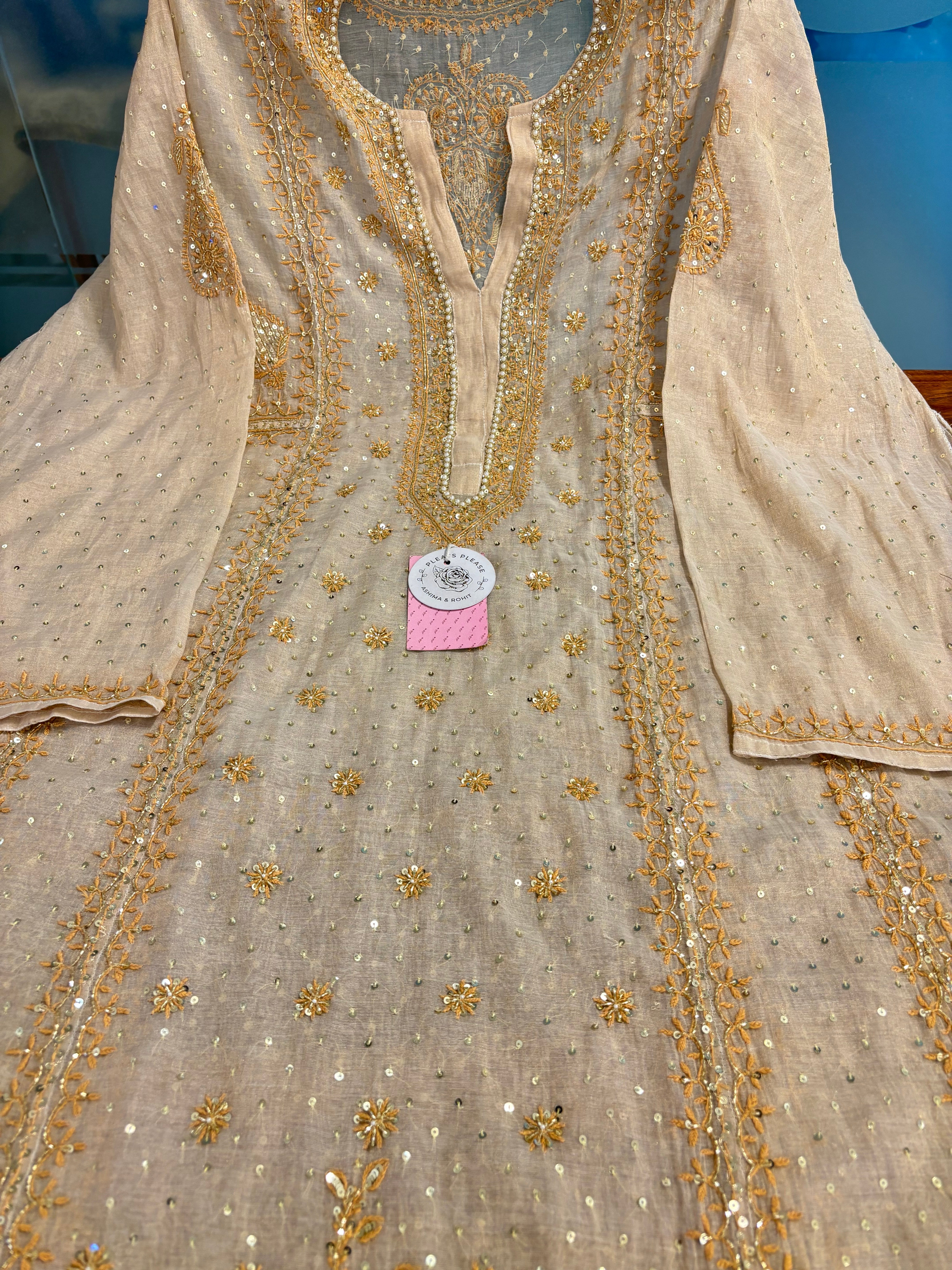 Dyeable Pure Tissue Chikankari Kurta & Dupatta