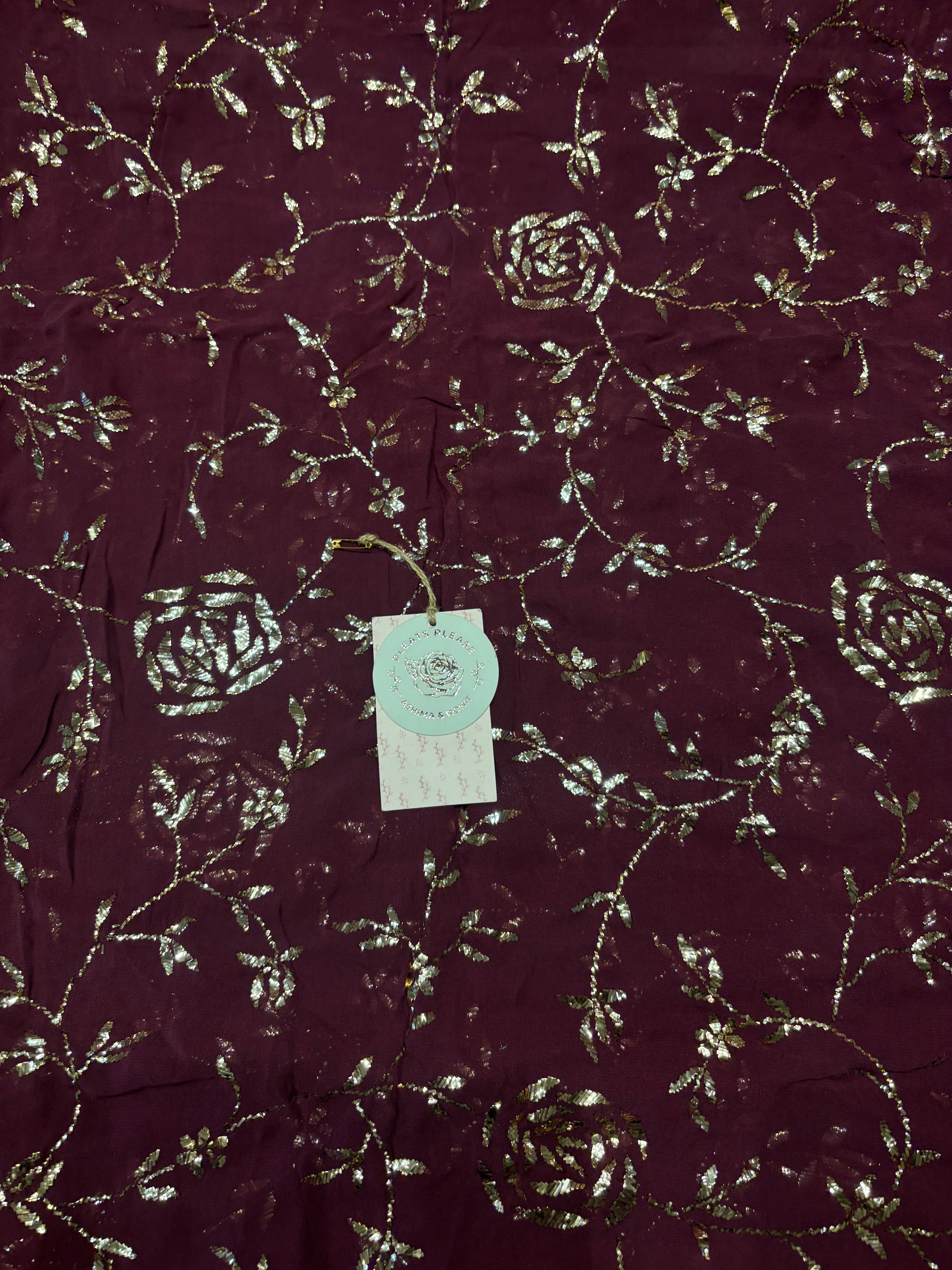 Wine Mukaish Pure And Premium Georgette Dupatta