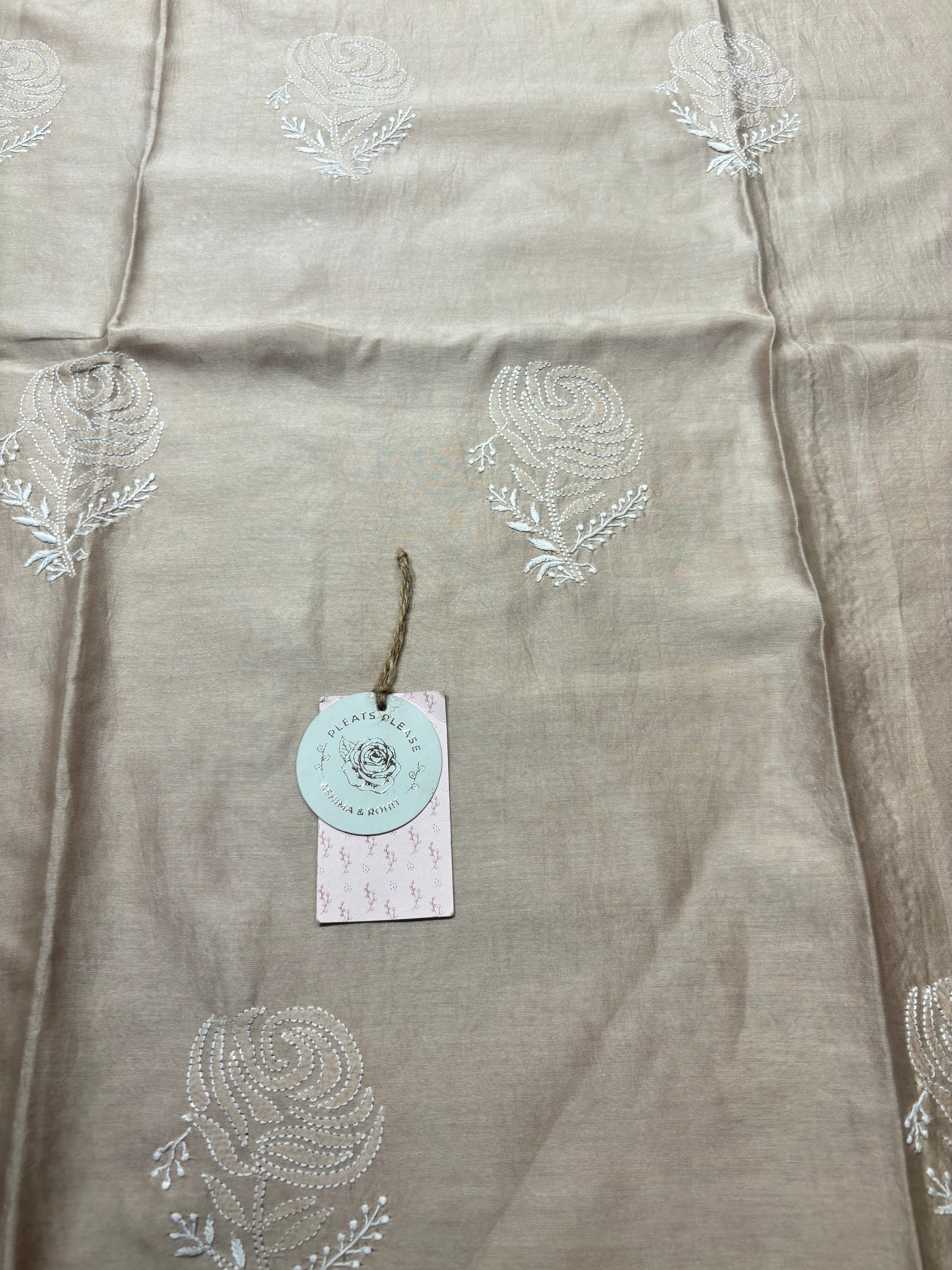 Dusty Peach Chanderi Silk Chikankari Kaftan
