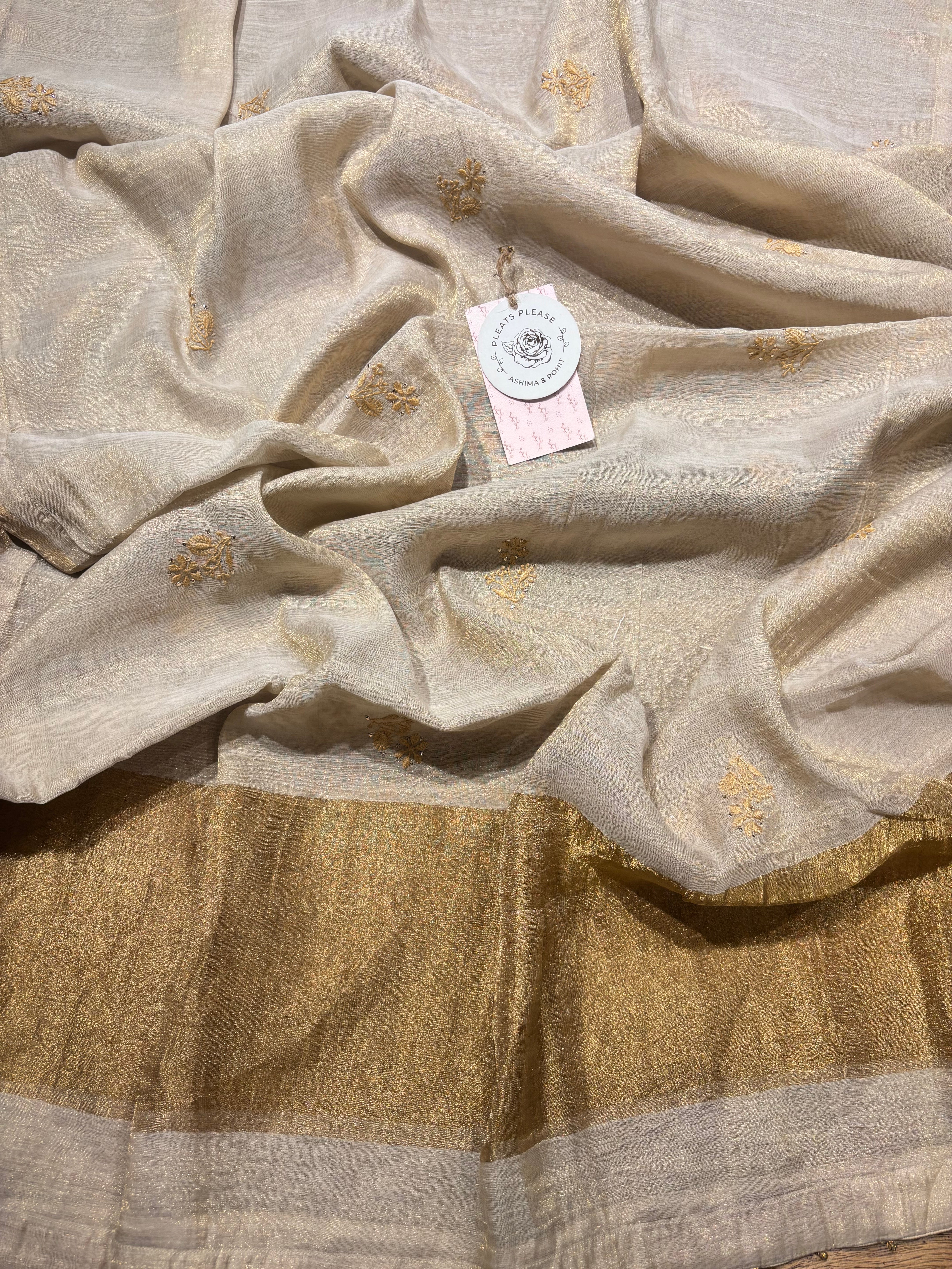 Dyeable Pure Tissue Kalidar Chikankari Kurta and Dupatta set