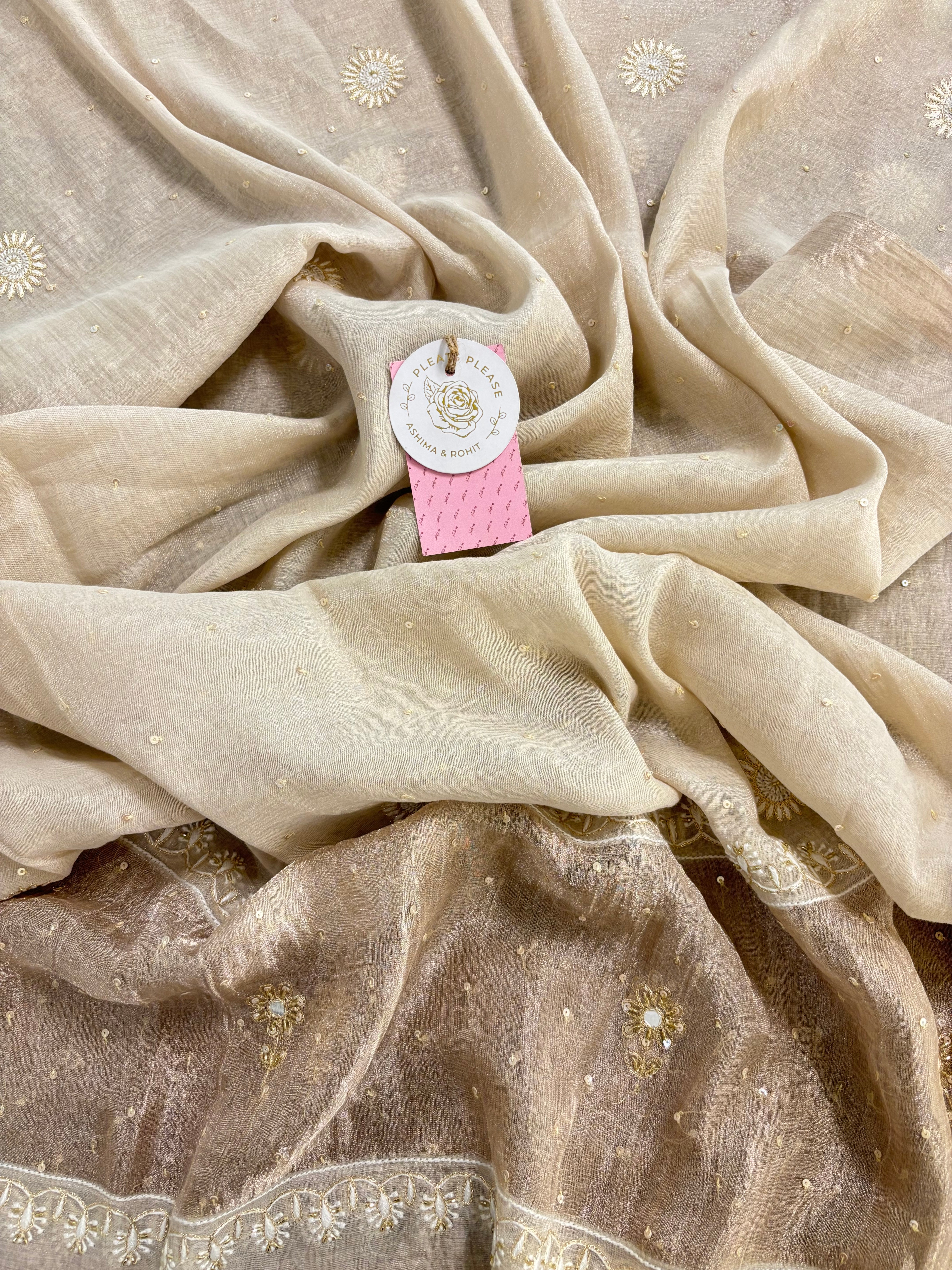 Dyeable Ivory Silver Pure & Premium Tissue Chikankari Kurta & Dupatta