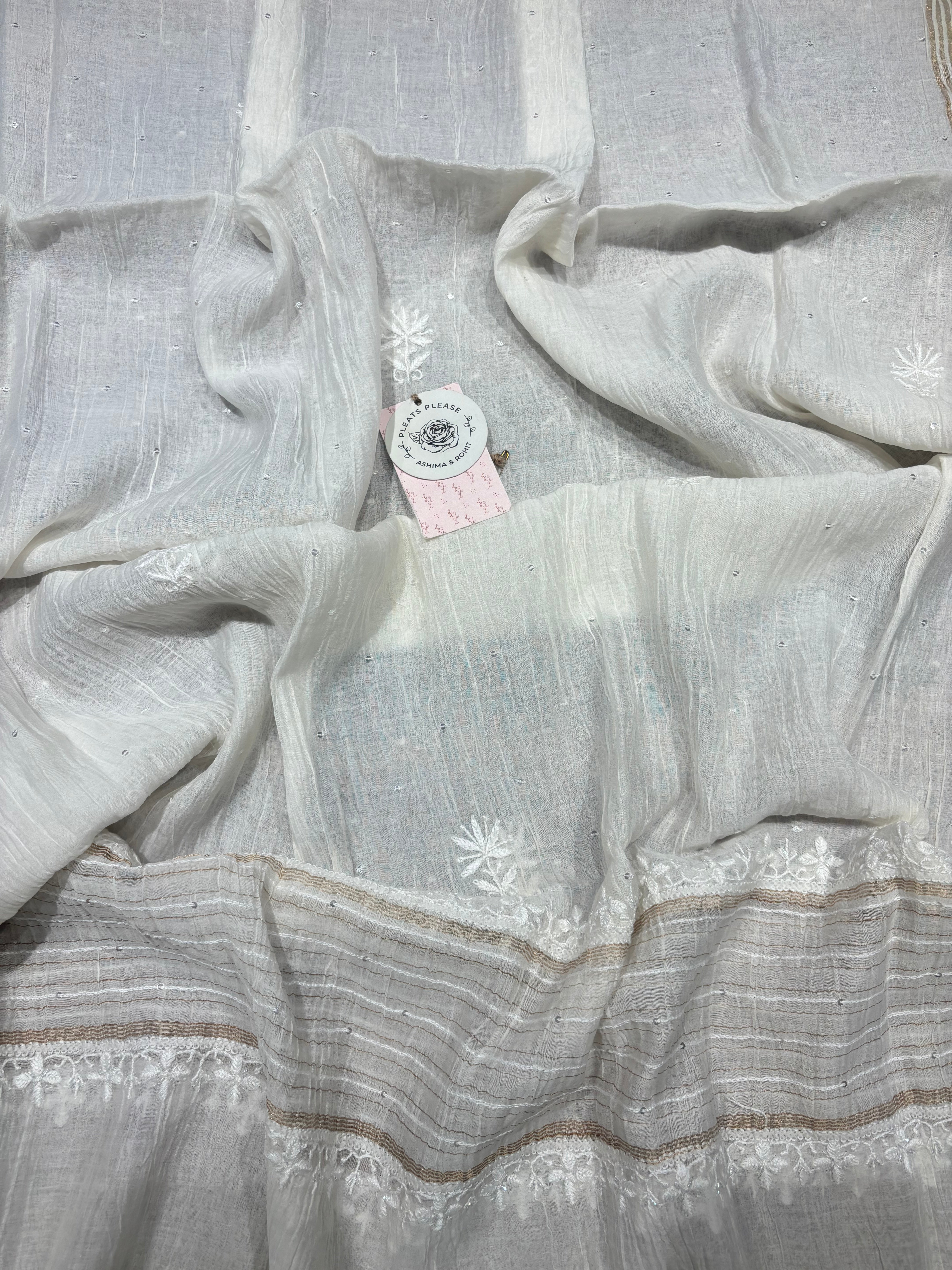 Dyeable Chanderi Mul Chikankari Kurta & Dupatta Set