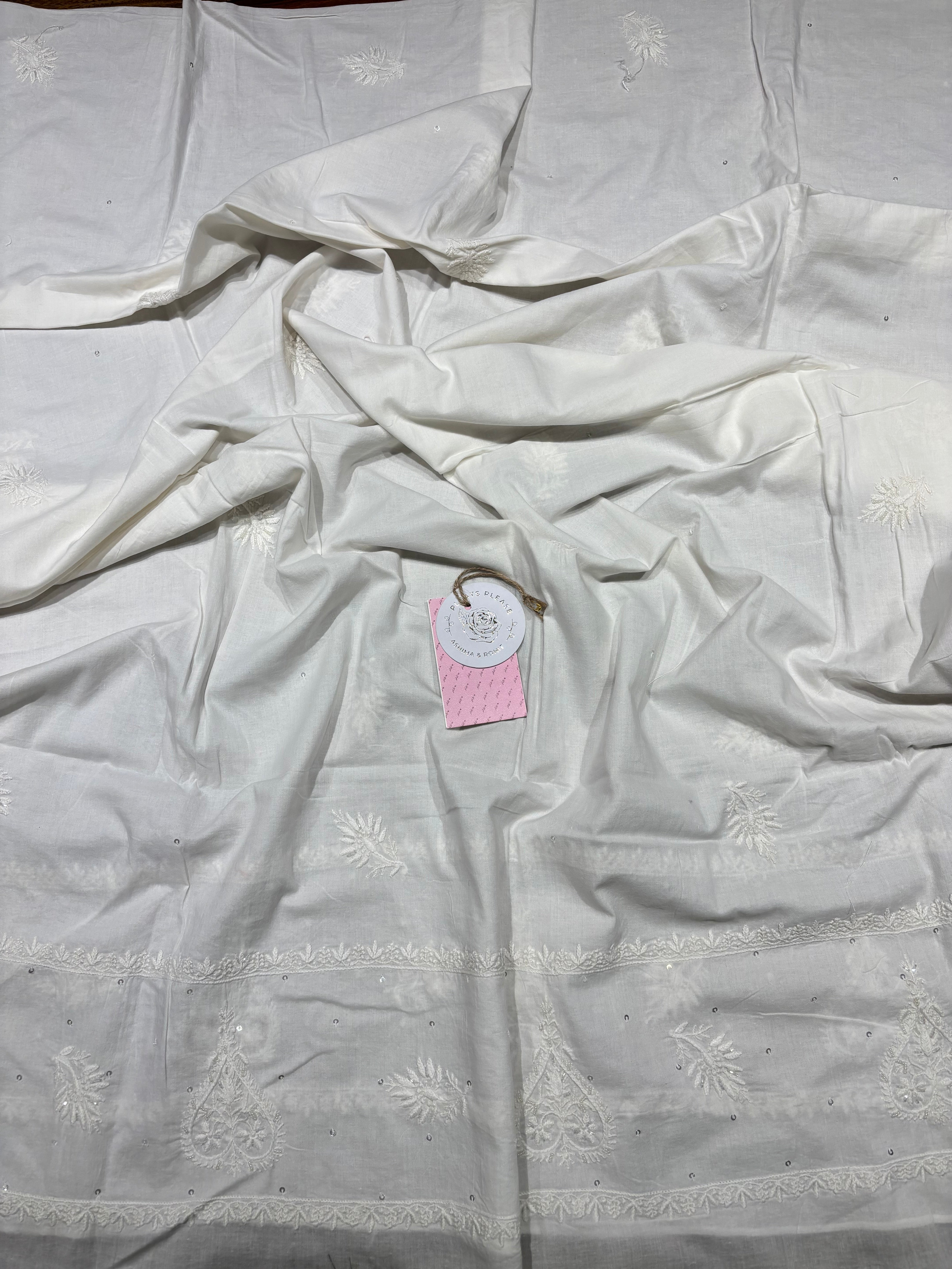 Dyeable Mulmul Chikankari Kurta & Dupatta Set