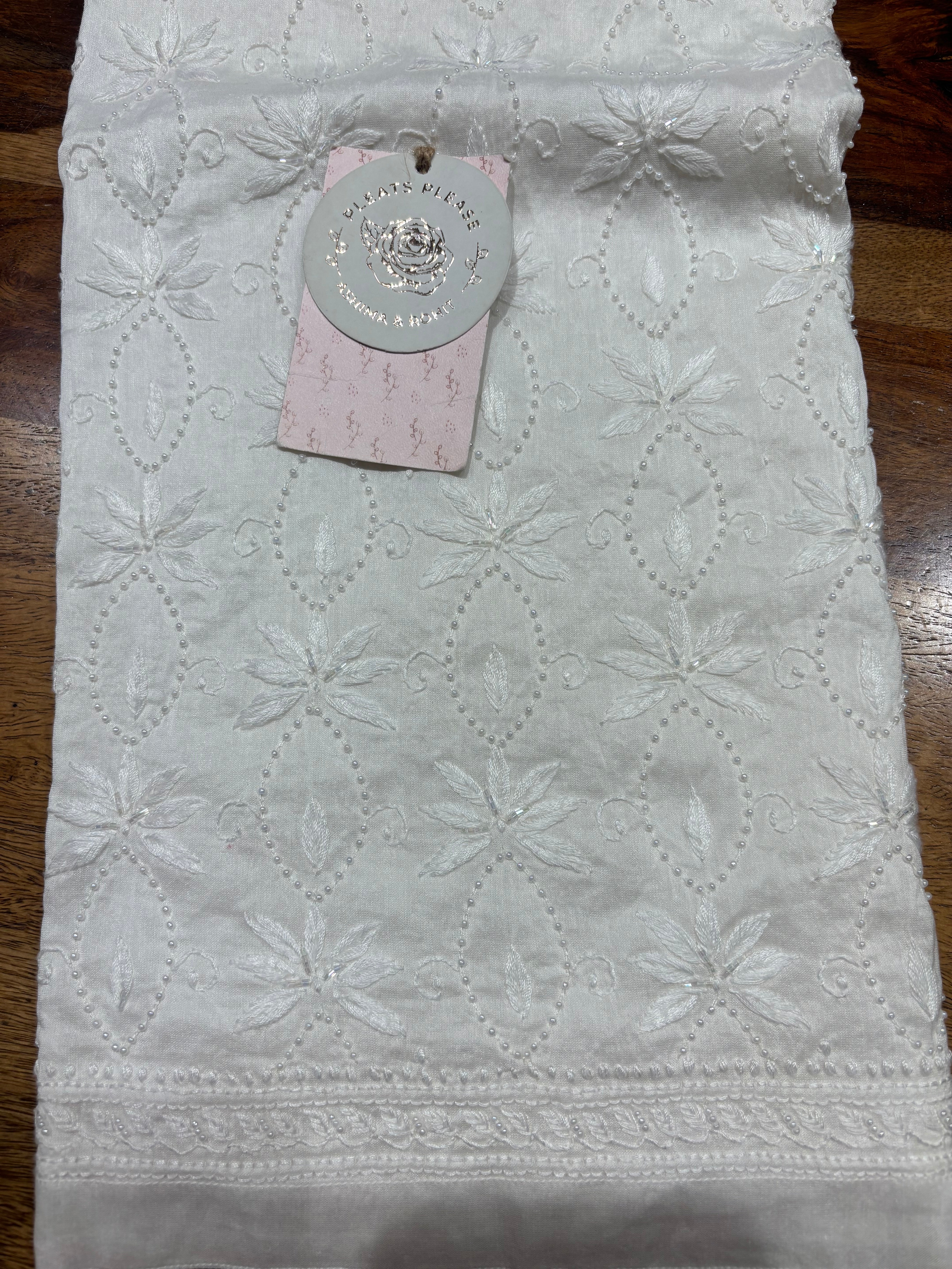 Dyeable Chanderi Silk Chikankari Bottom