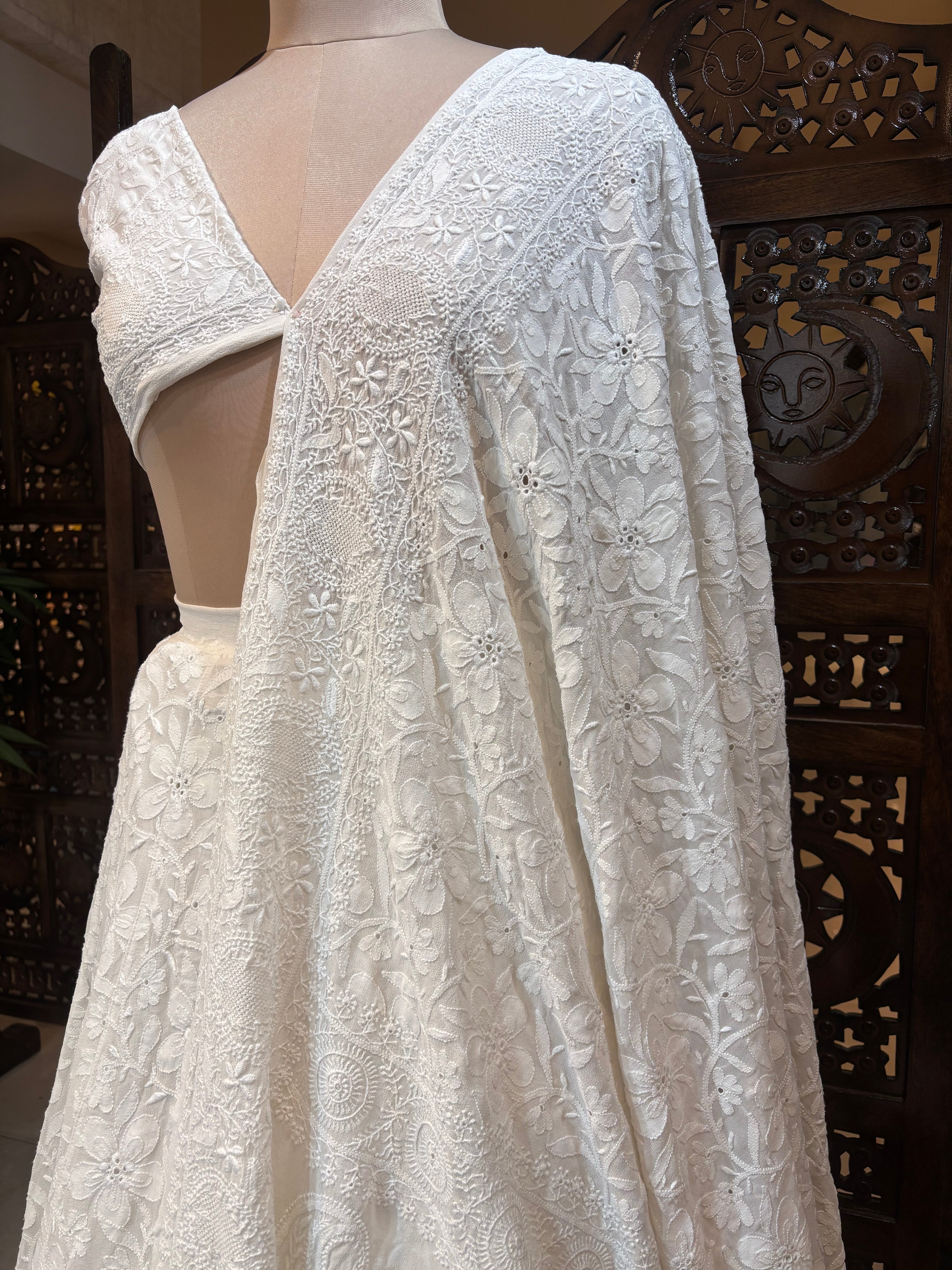 Ivory Chikankari Lehenga Set