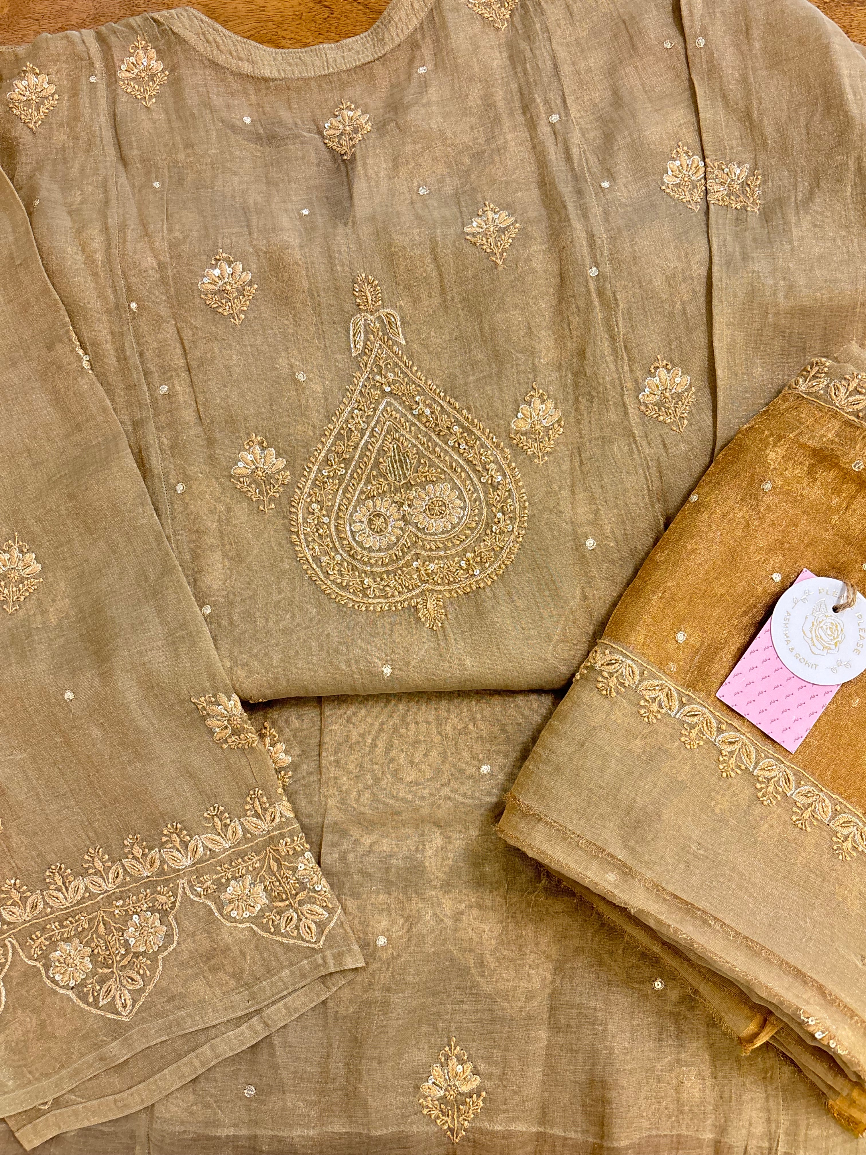 Sandrift Pure & Premium Tissue Chikankari Kurta & Dupatta
