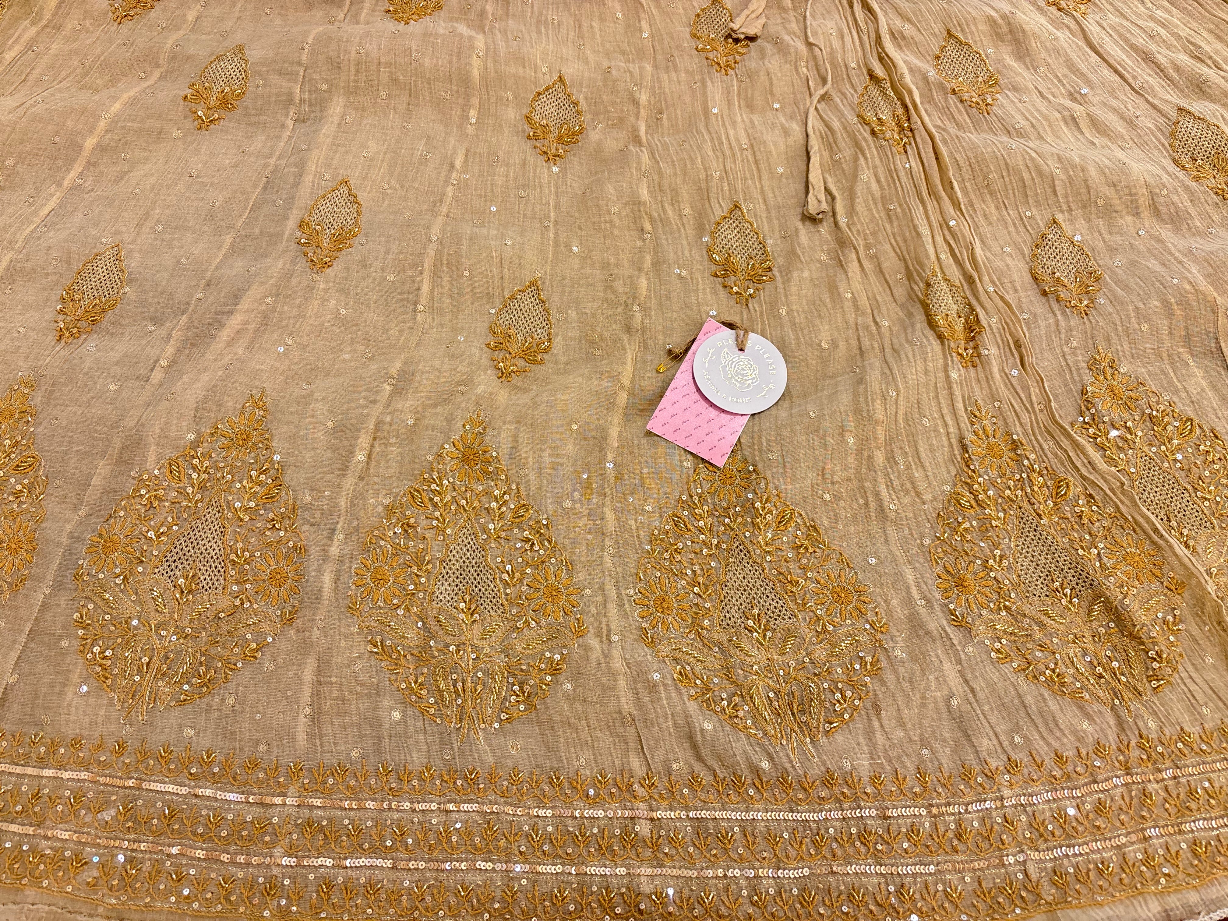 Dyeable Pure & Premium Tissue Jaal Chikankari Angrakha & Dupatta