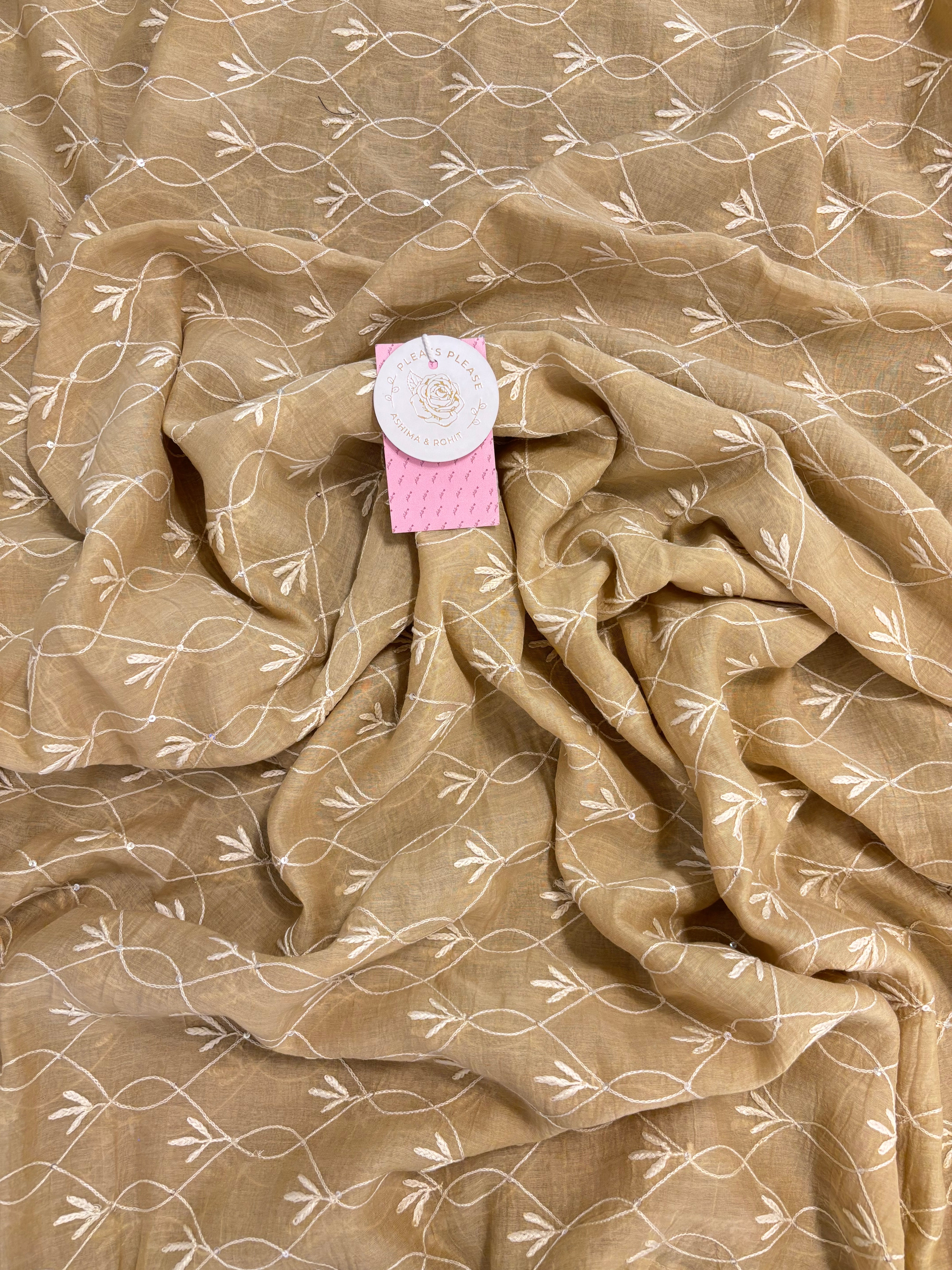 Beige Chanderi Chikankari Kurta & Dupatta