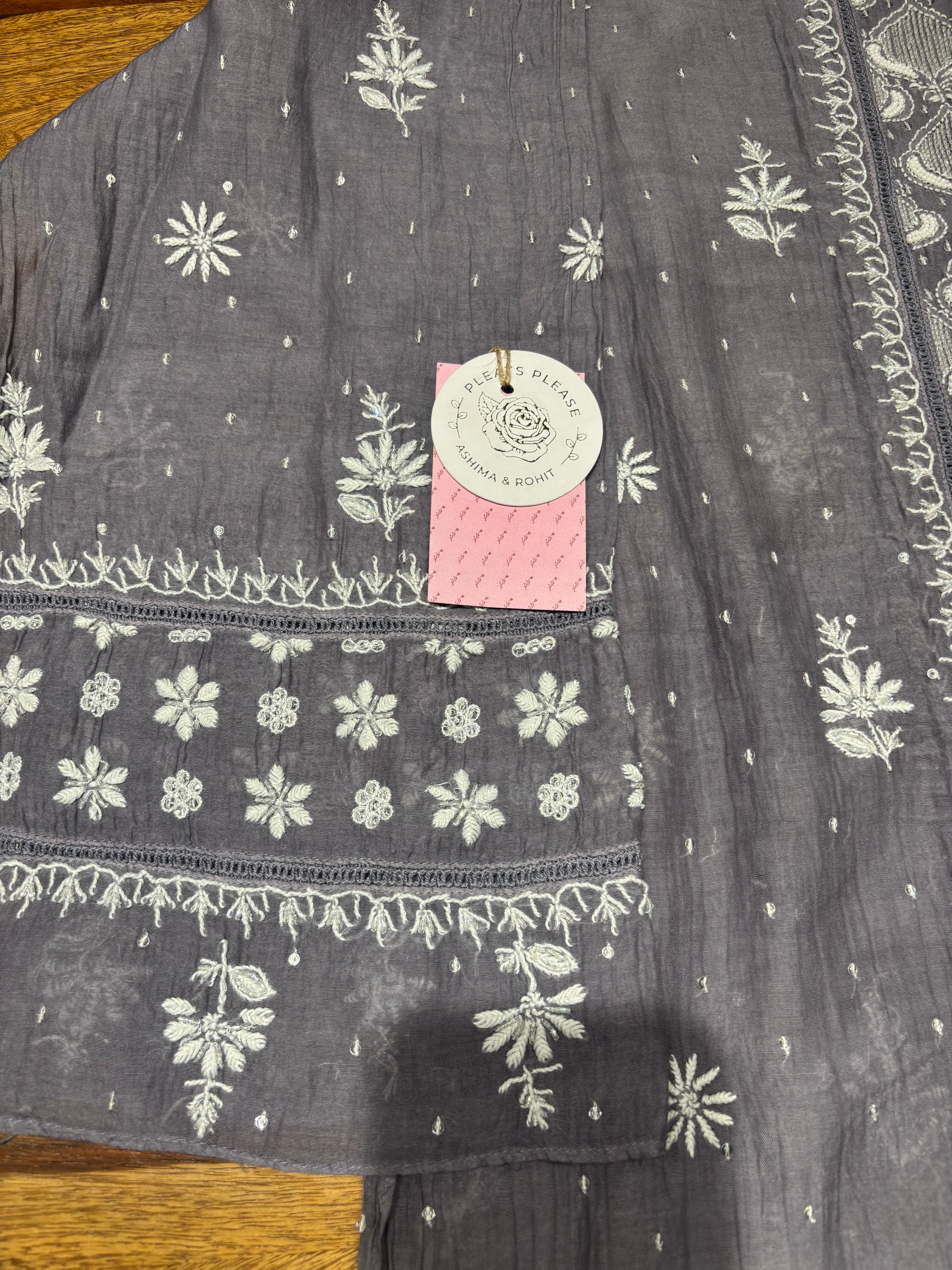 Midnight Purple Chanderi Mul Chikankari Kurta & Dupatta Set